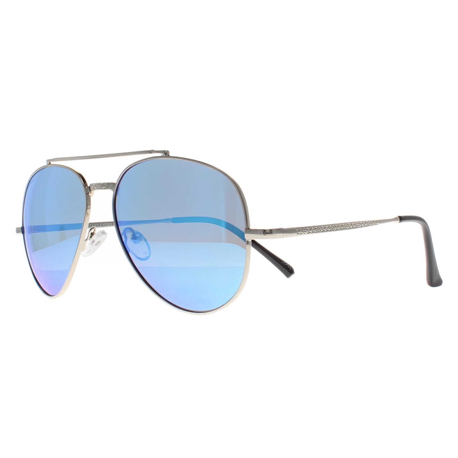 Montana Men's  Sunglasses MP185 C Shiny Silver Revo Blue Polarized , BrandAlley