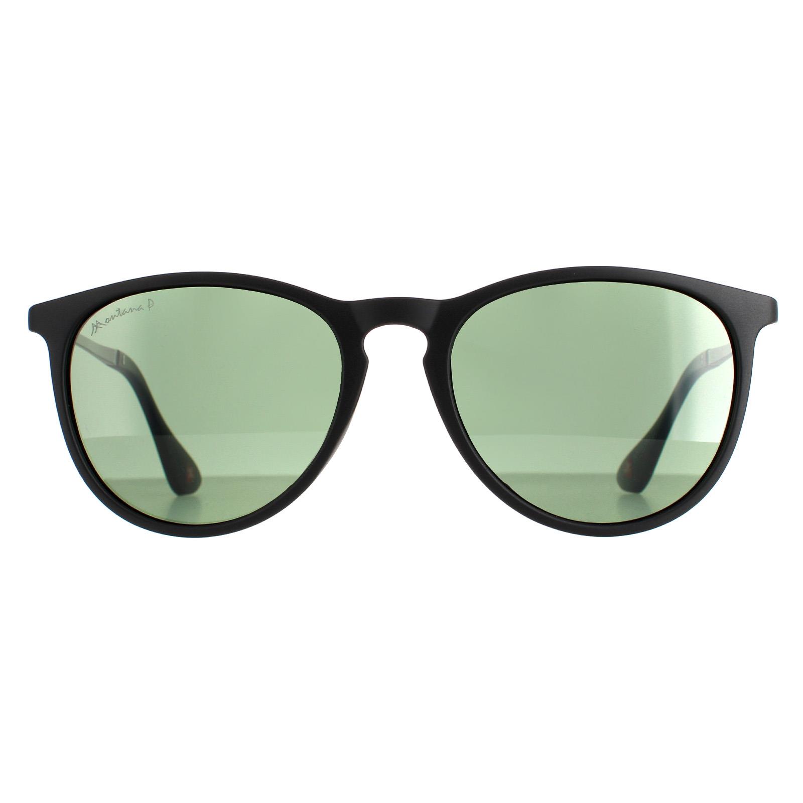 Montana Men's   Black Sunglasses Mp24 A Matte Green Polarized , BrandAlley