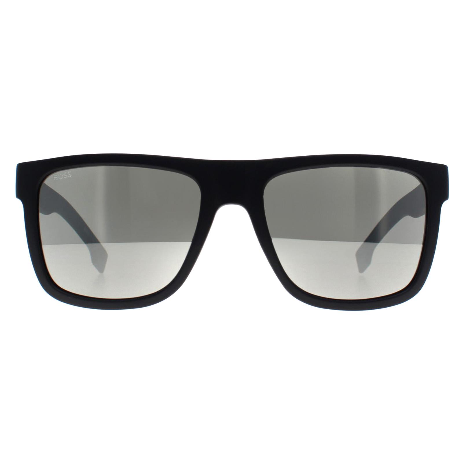 Hugo Boss Men's  Sunglasses BOSS 1647/S 003 T4 Matte Black Silver Mirror , BrandAlley