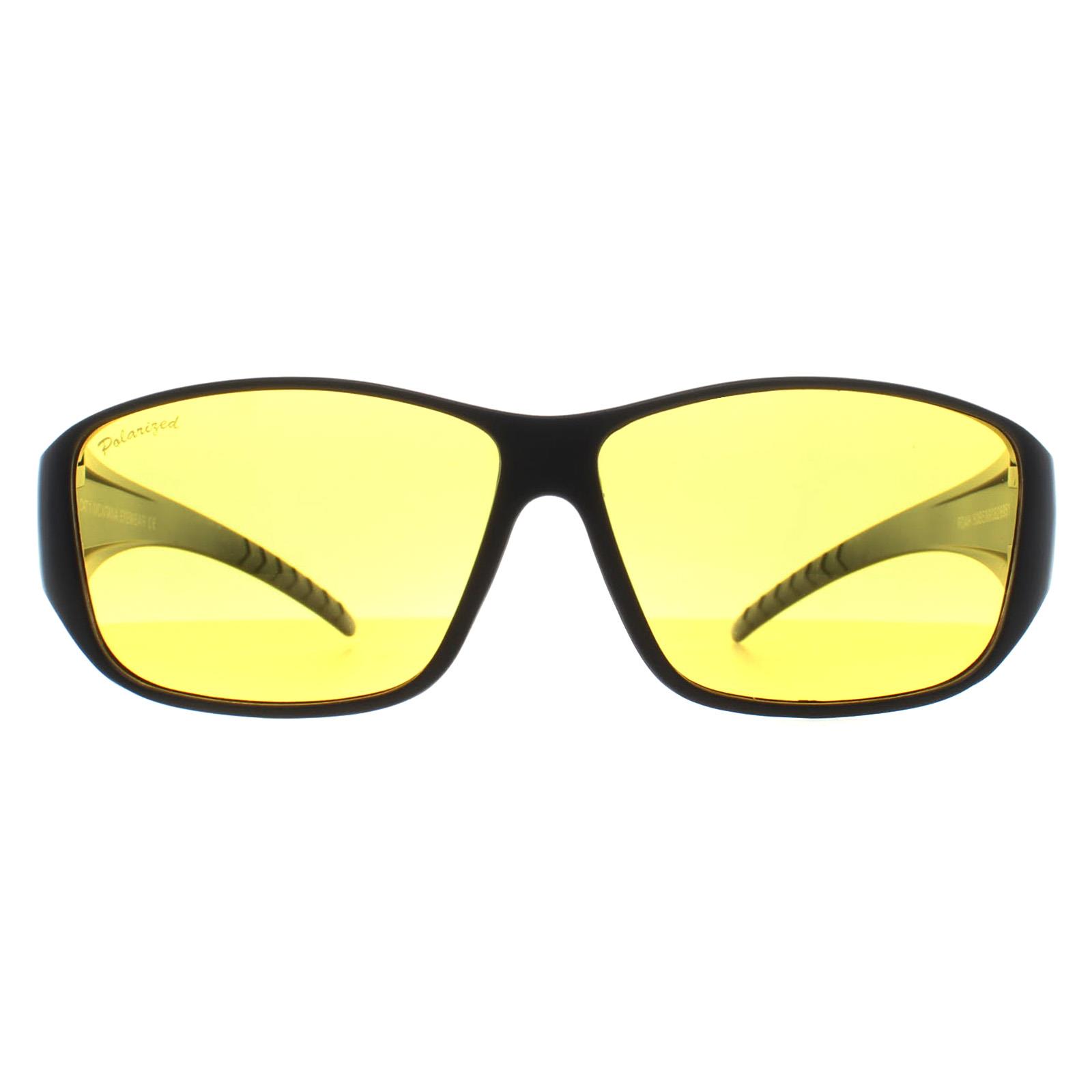 Montana Men's   Black Rectangle Yellow Polarised Fo4 Fitover Sunglasses , BrandAlley