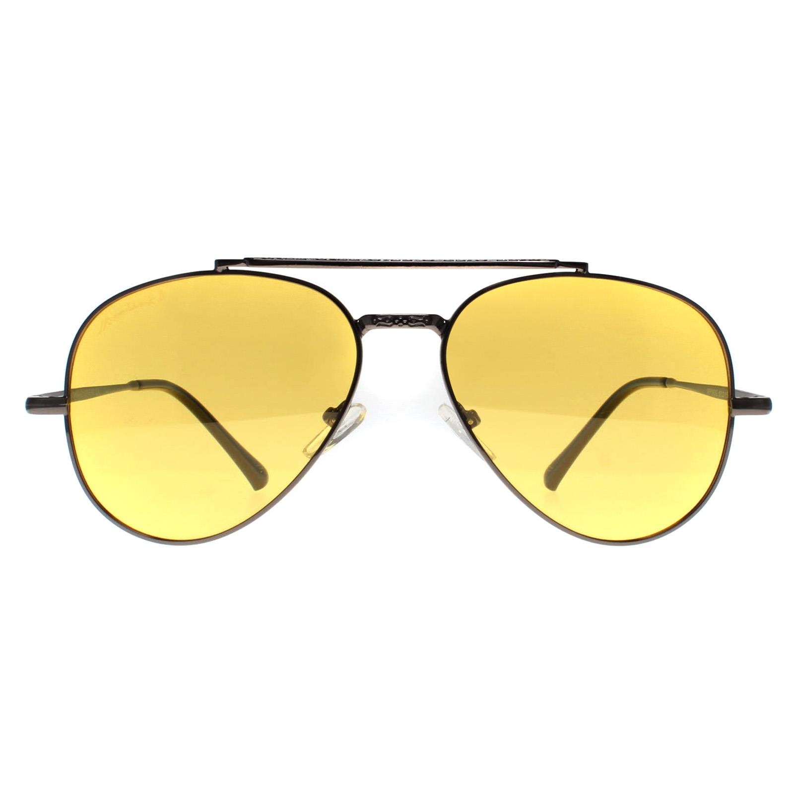 Montana Men's   Grey Sunglasses Mp185 G Shiny Gunmetal Yellow Polarized , BrandAlley