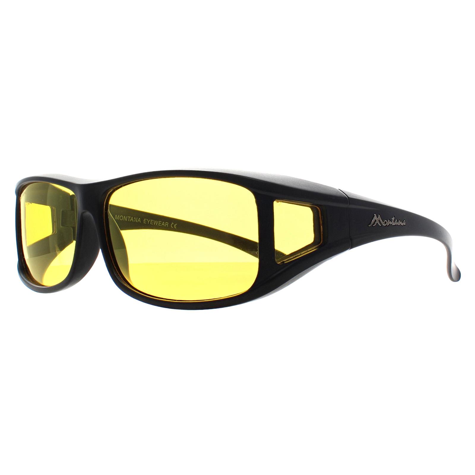 Montana Men's   Black Fit Over Glasses Night Driving Sunglasses Fo5 F Matte Yellow Polarized , BrandAlley