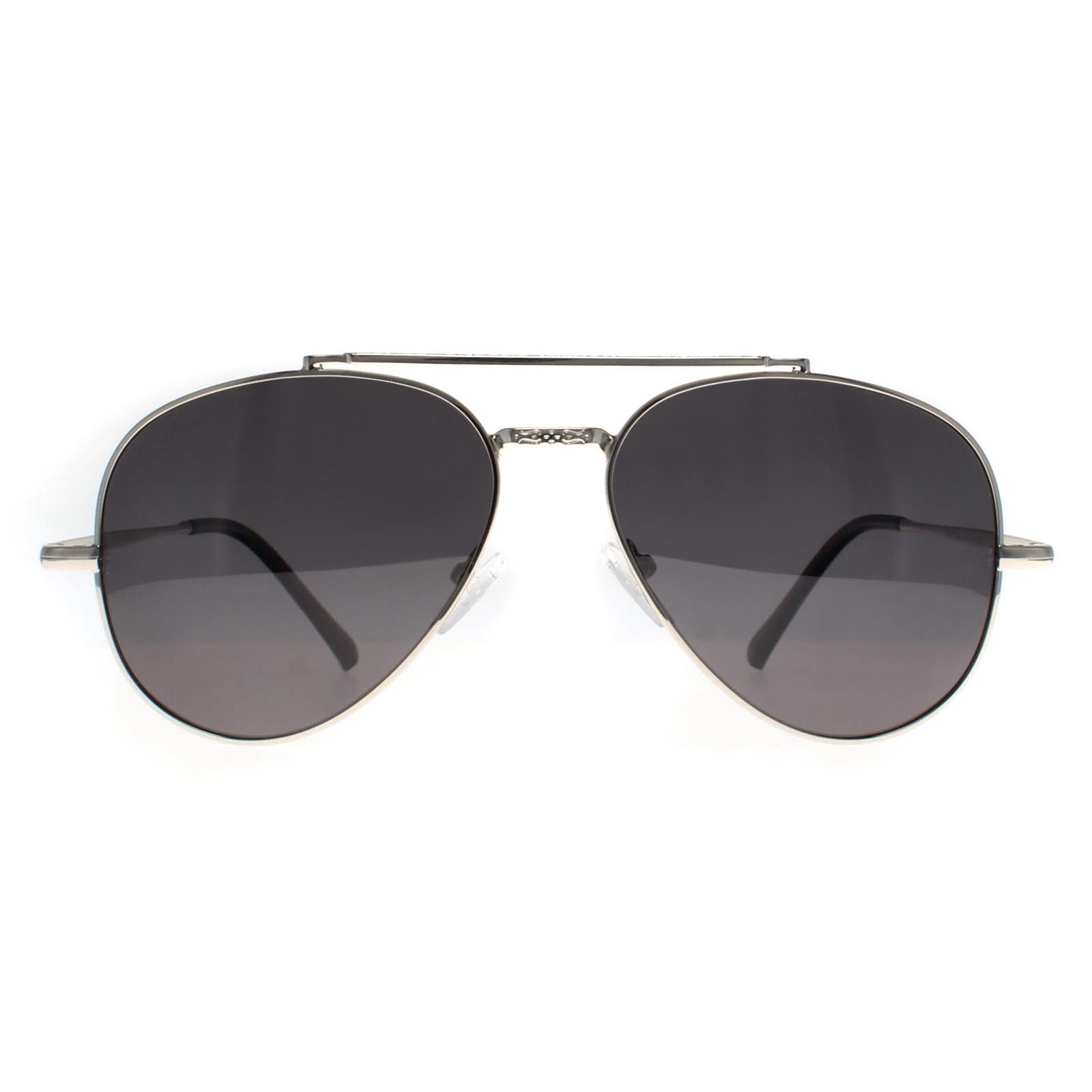 Montana Men's  Sunglasses MP185 B Shiny Silver Smoke Grey Polarized , BrandAlley