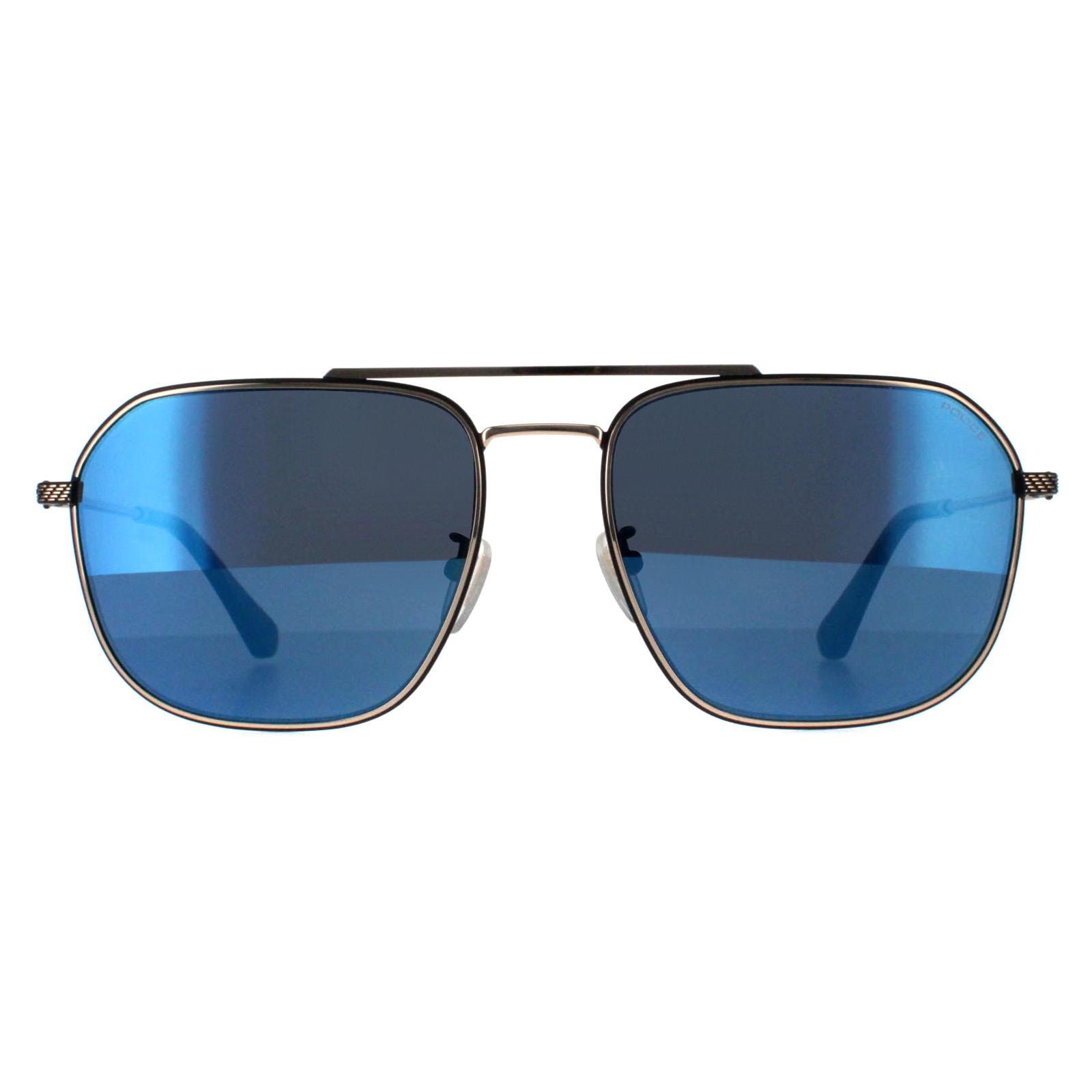 Police Sunglasses SPLF64 Octane 1 300B Shiny Pink Gold Smoke Mirror Blue Police Sunglasses SPLF64 Octane 1 300B Shiny Pink Gold Smoke Mirror Blue