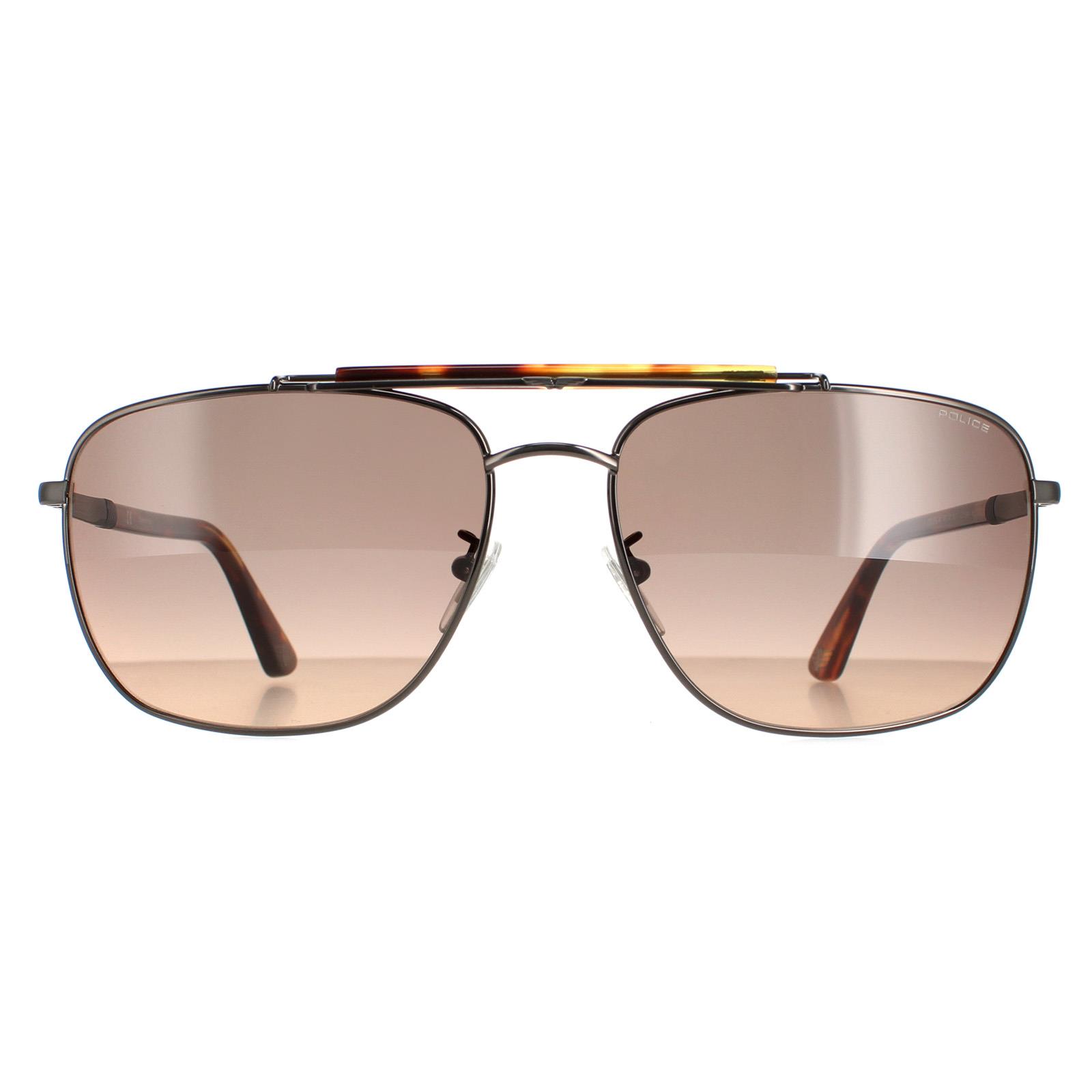 Police Sunglasses SPLD43 Origins 44 584K Shiny Gunmetal Matte Smoke Gradient Orange Police Sunglasses SPLD43 Origins 44 584K Shiny Gunmetal Matte Smoke Gradient Orange