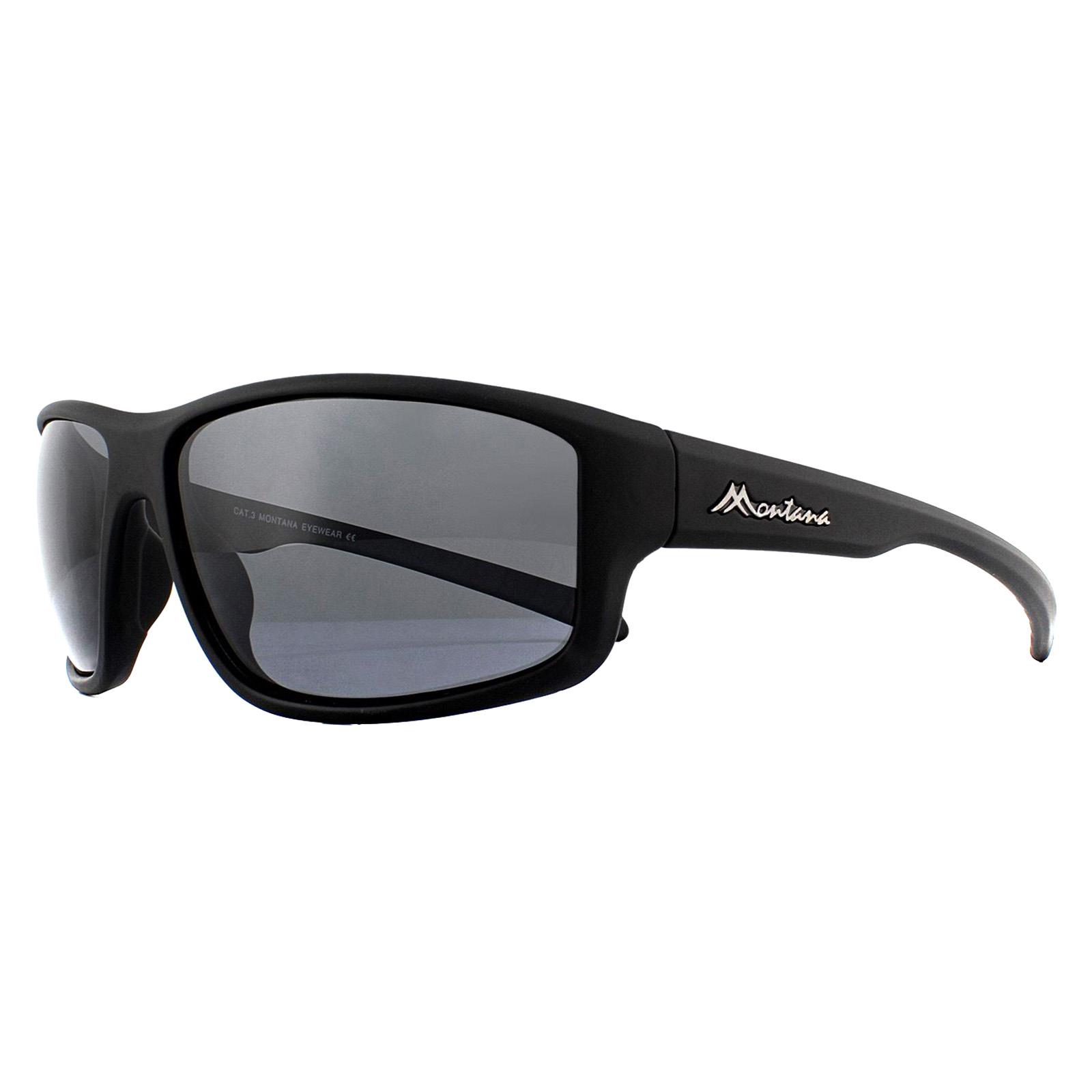Montana Men's  Sunglasses SP313 Black Rubber Smoke Polarized , BrandAlley