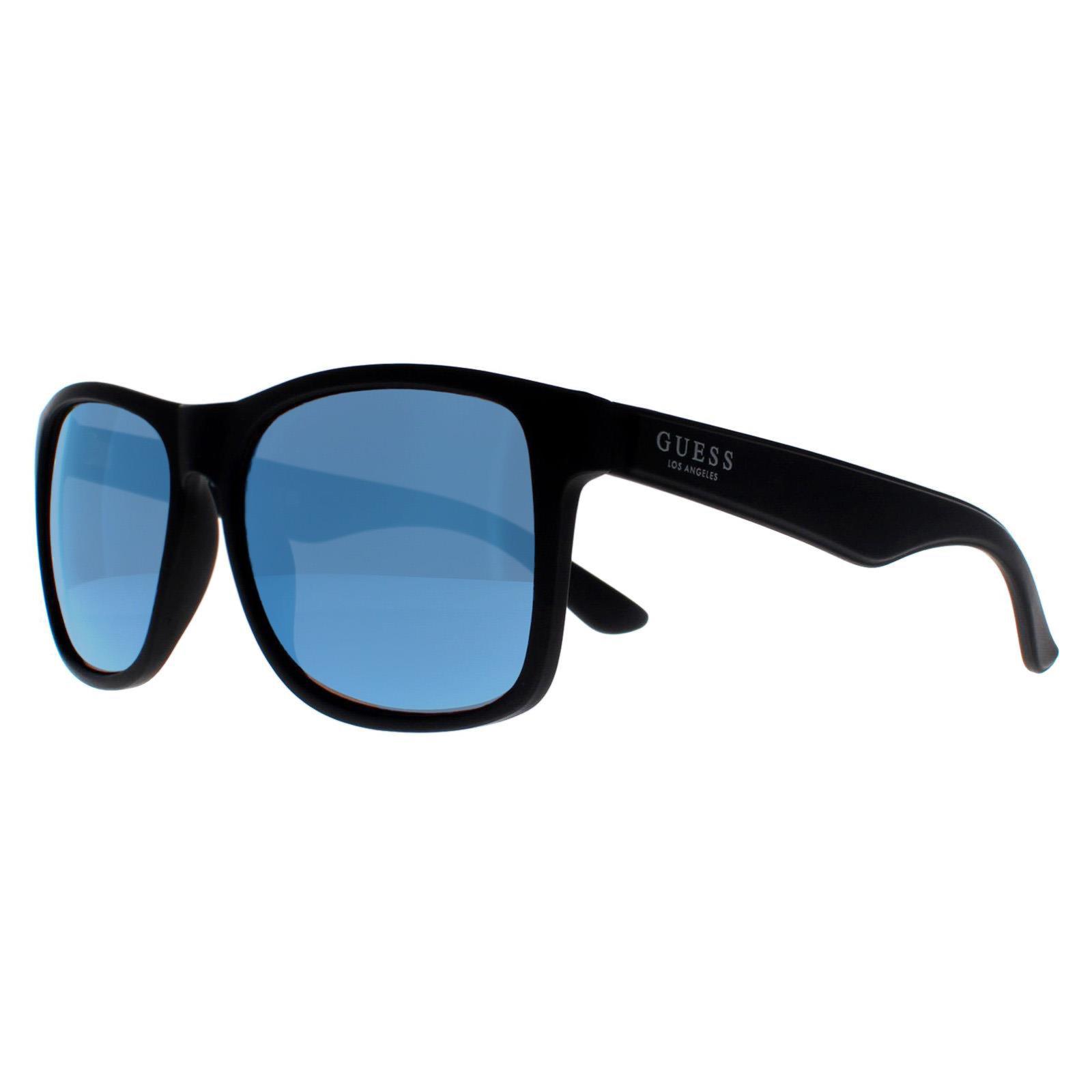 Guess Men's  Sunglasses GF0203 02X Black Blue Mirrored , BrandAlley