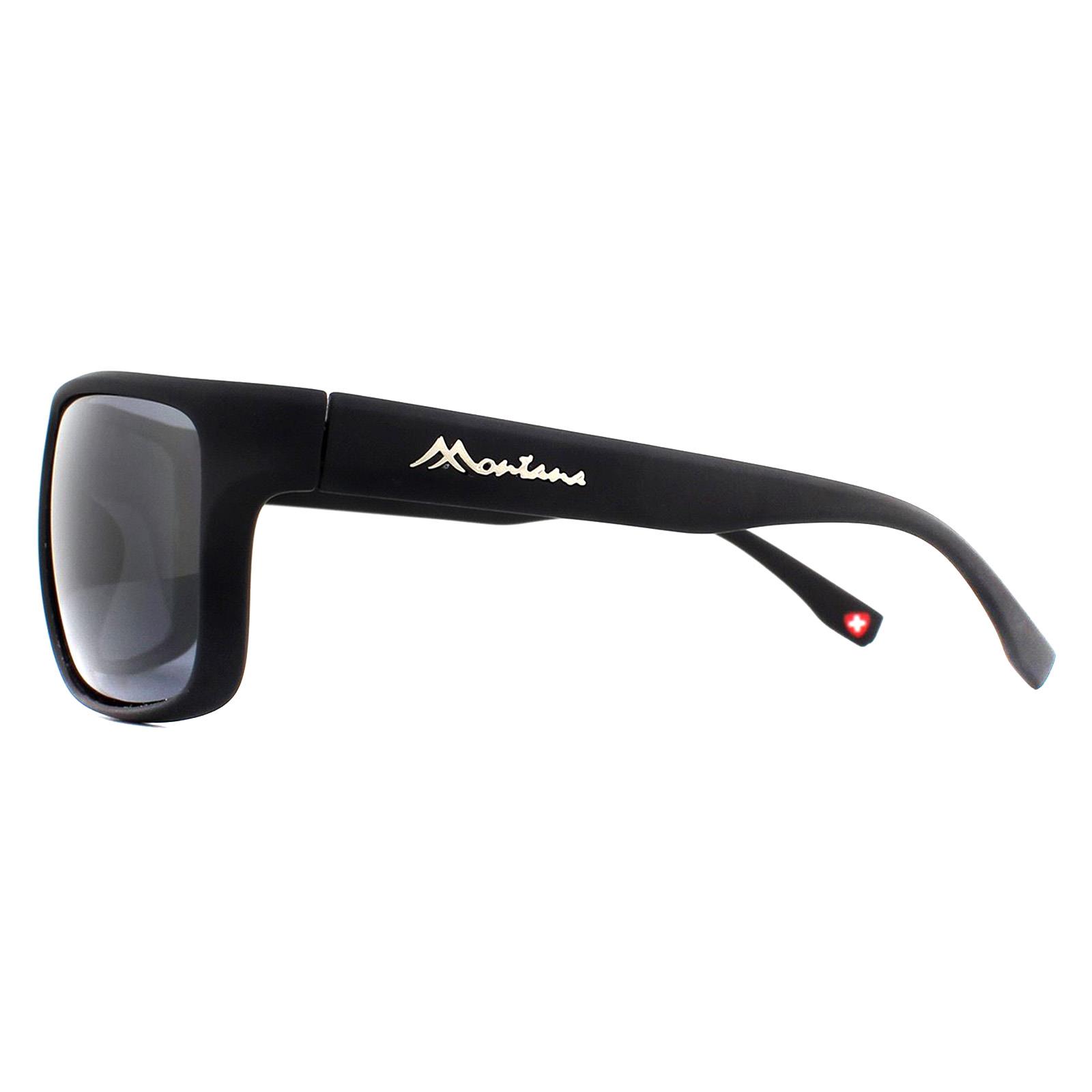 Montana Men's   Black Sunglasses Sp314 Rubber Smoke Polarized , BrandAlley