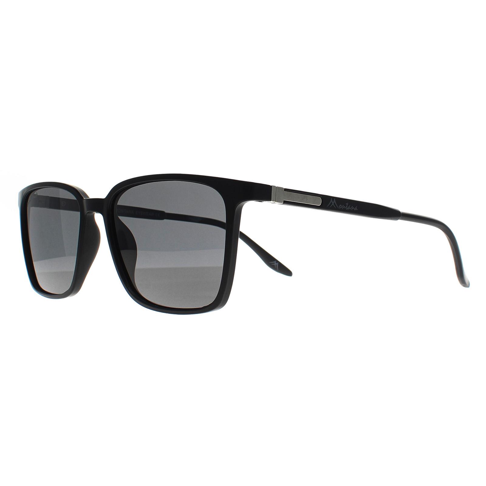 Montana Men's   Black Sunglasses Mp186 Matte Smoke Polarized , BrandAlley