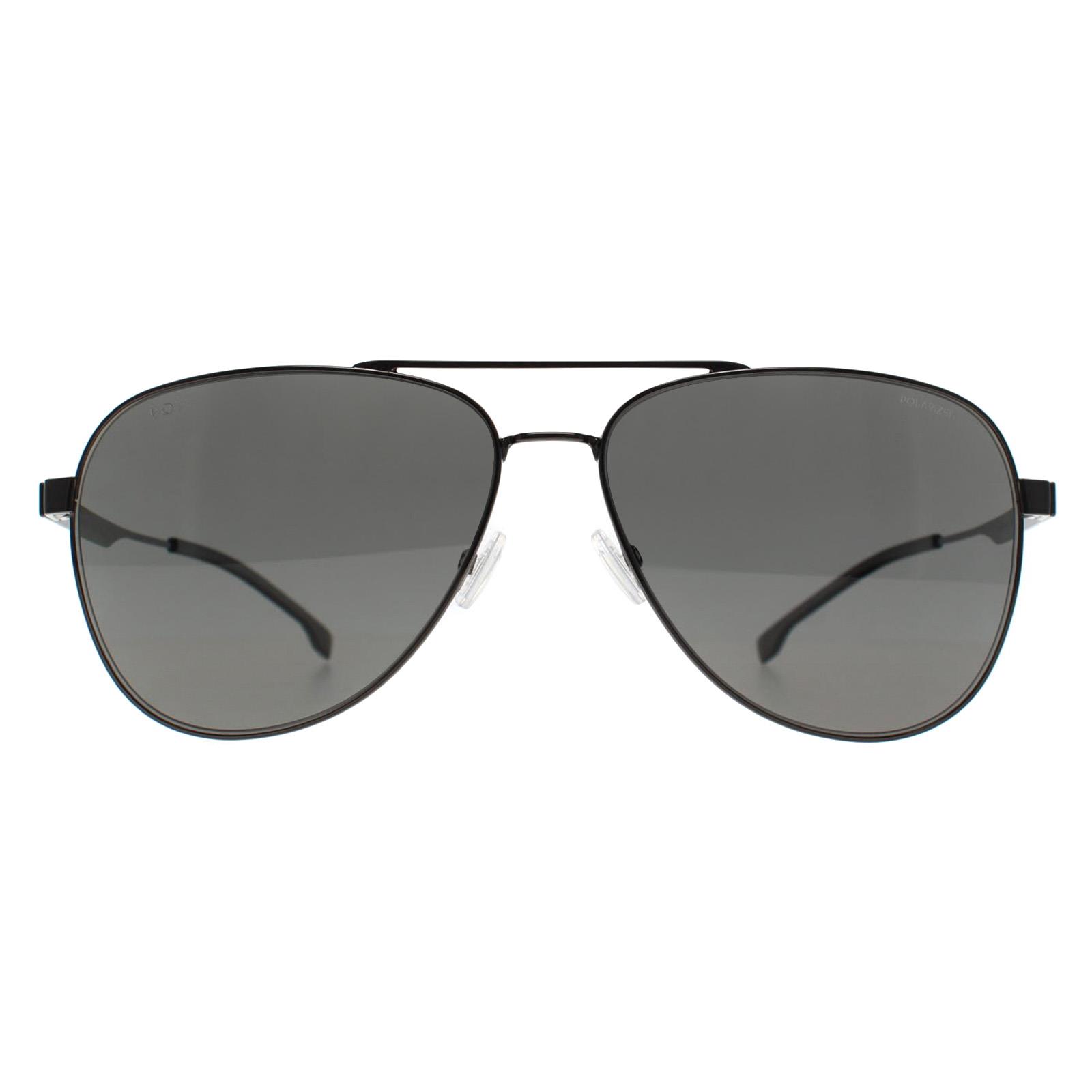 Hugo Boss Men's   Black Sunglasses Boss 1641/S V81 M9 Ruthenium Grey Polarized , BrandAlley
