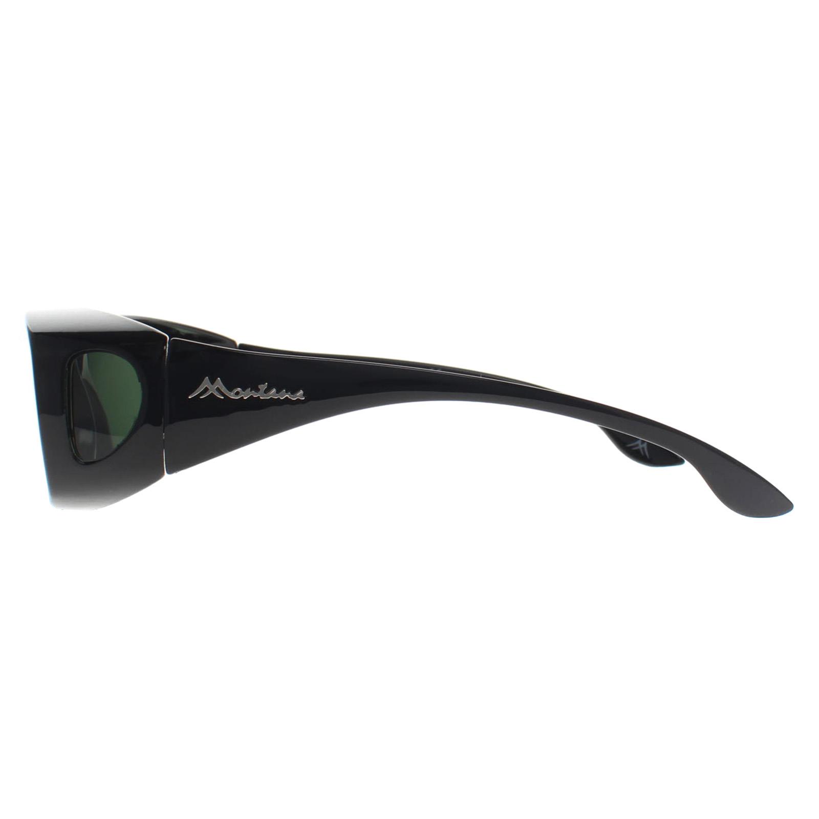 Montana Men's  Fit Over Glasses Sunglasses FO2 D Shiny Black G15 Polarized , BrandAlley