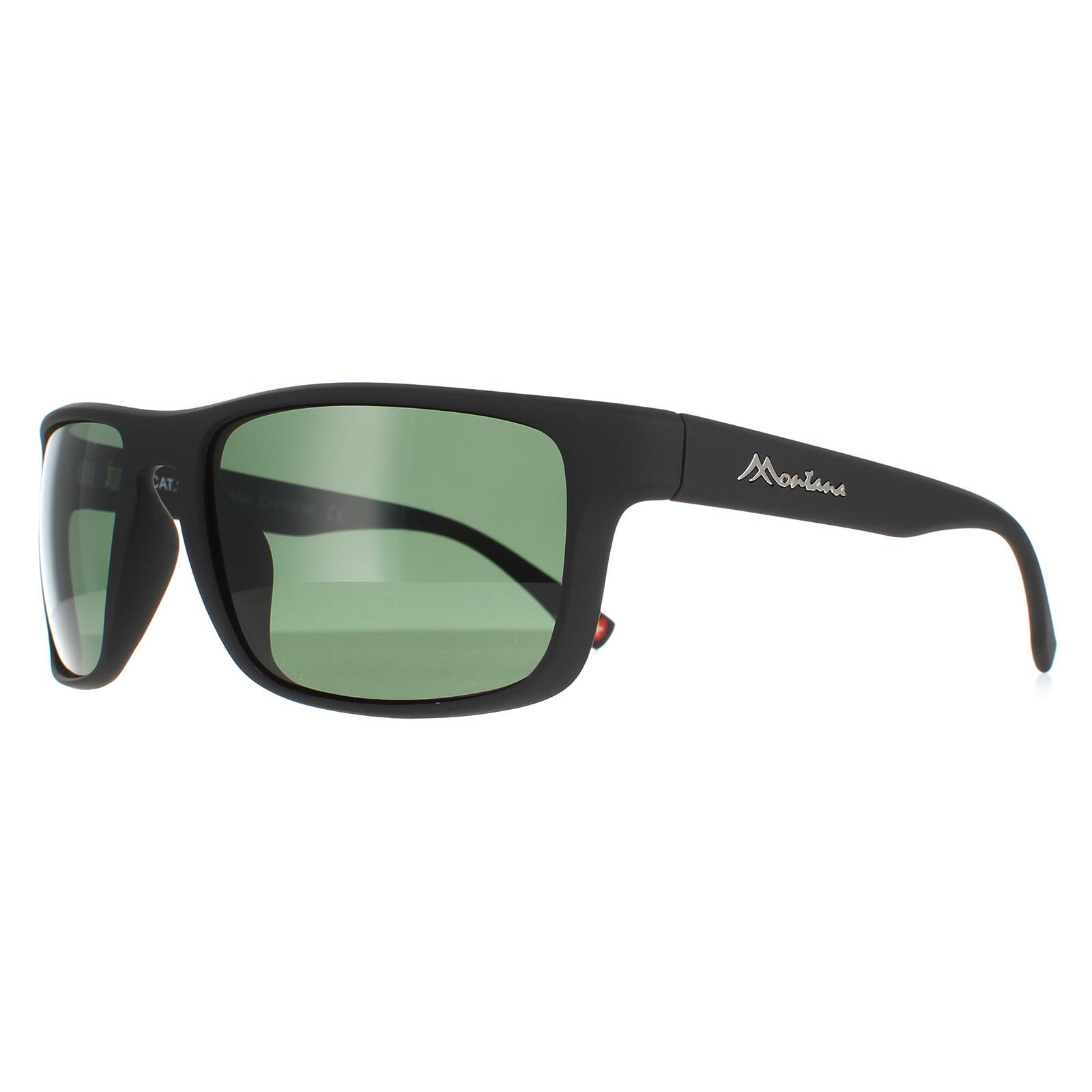 Montana Men's  Sunglasses SP314 A Matte Black Green Polarized , BrandAlley