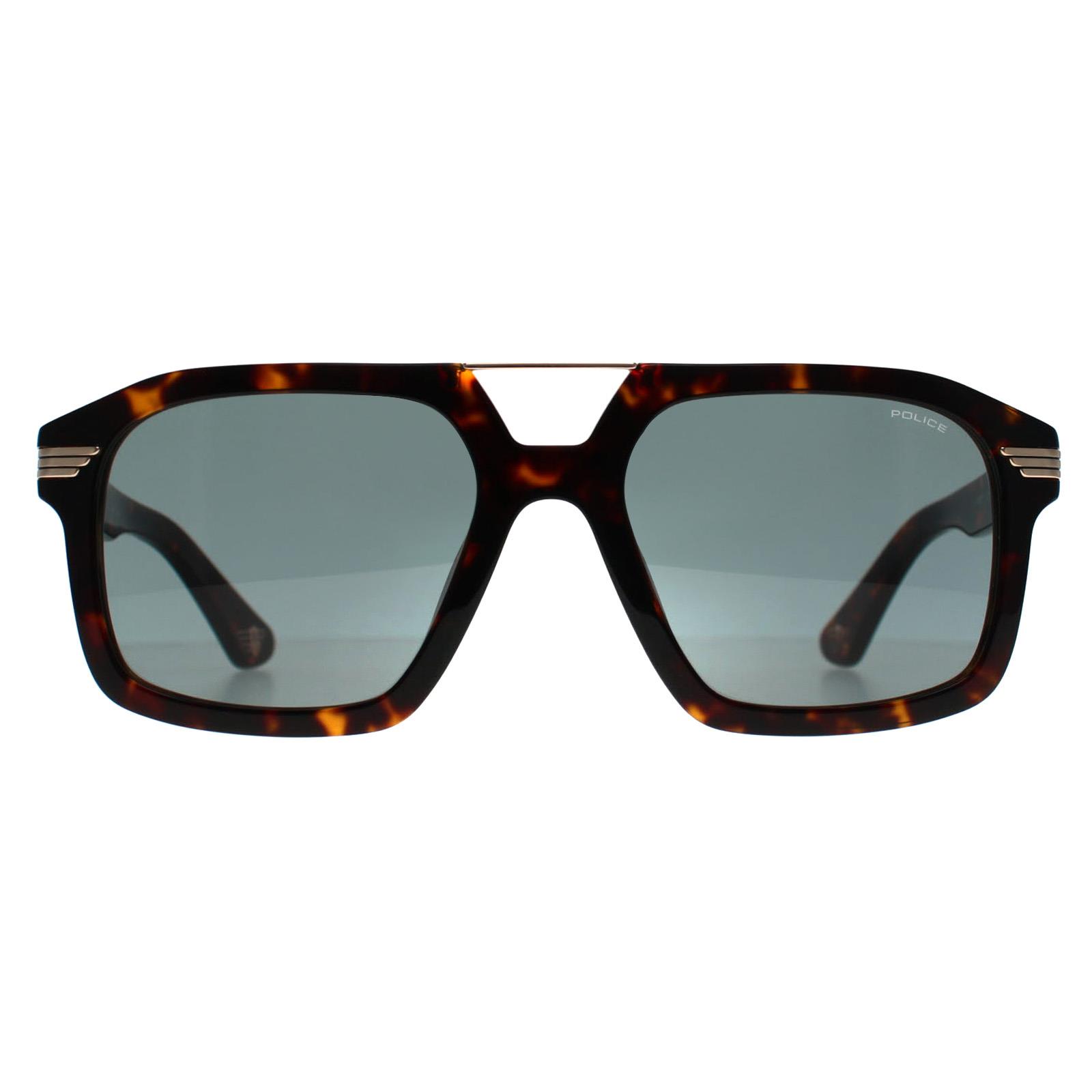 Police Men's   Brown Sunglasses Splp28m Forty 1 0722 Shiny Dark Havana Grey Green , BrandAlley