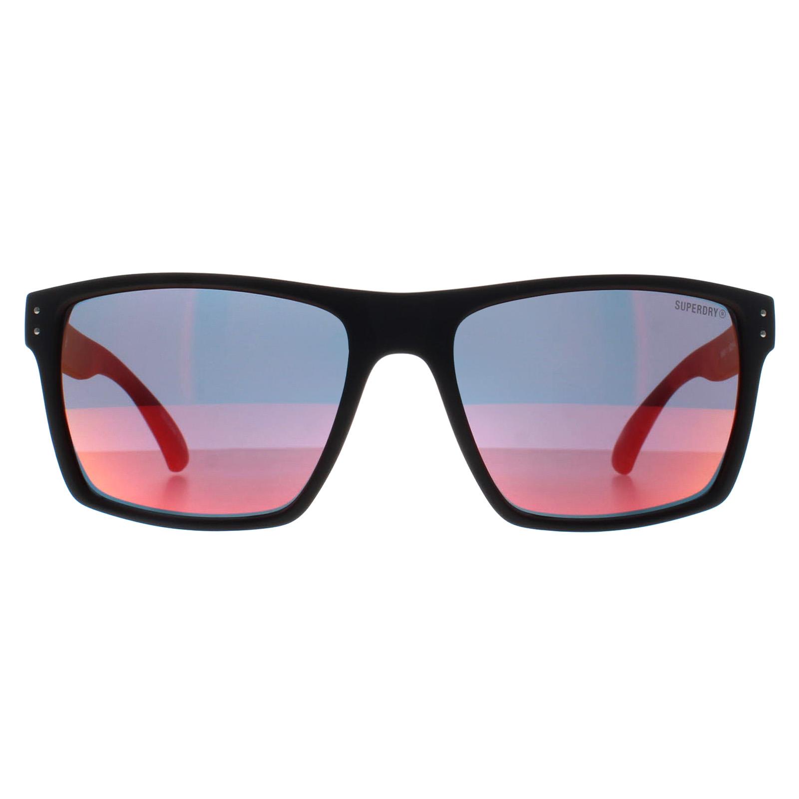 Superdry Men's   Black Sunglasses Kobe 193 Matte Volcanic Mountain Orange Red Mirror , BrandAlley