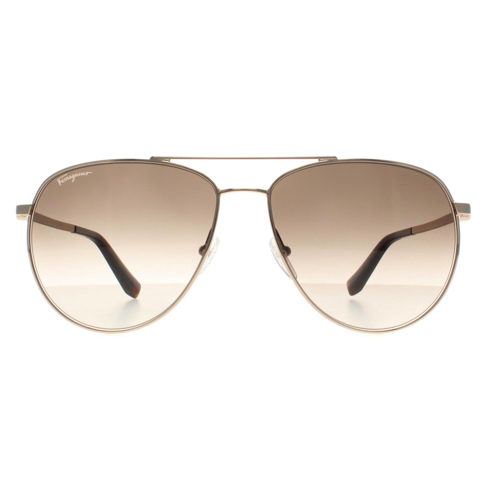 Salvatore Ferragamo Sunglasses SF157S 717 Gold Gray Gradient Salvatore Ferragamo Sunglasses SF157S 717 Gold Gray Gradient