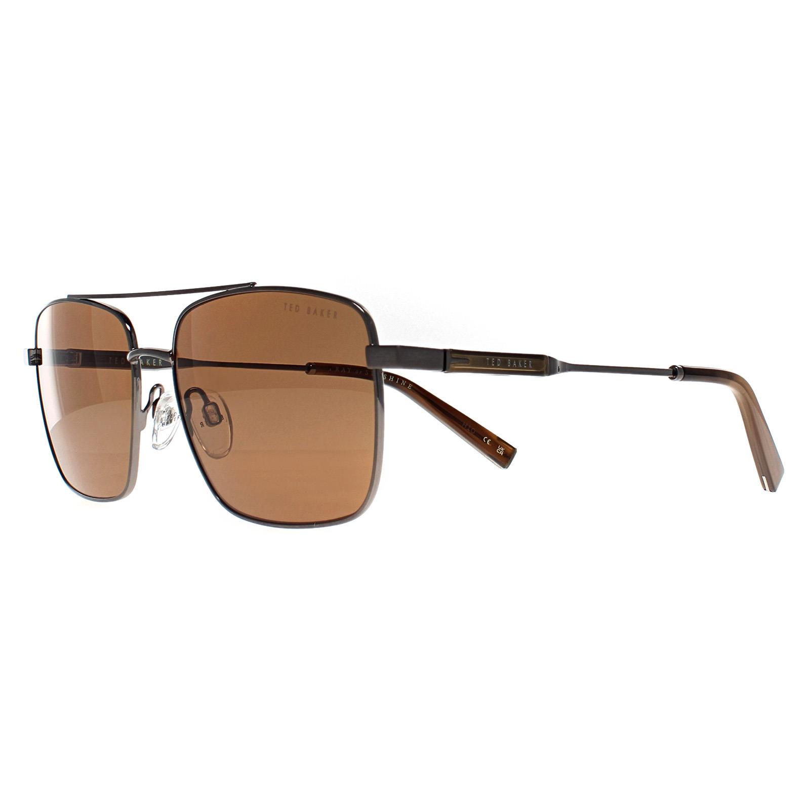 Ted Baker Men's   Grey Sunglasses Tb1720 Elijah 910 Shiny Light Gunmetal Brown , BrandAlley