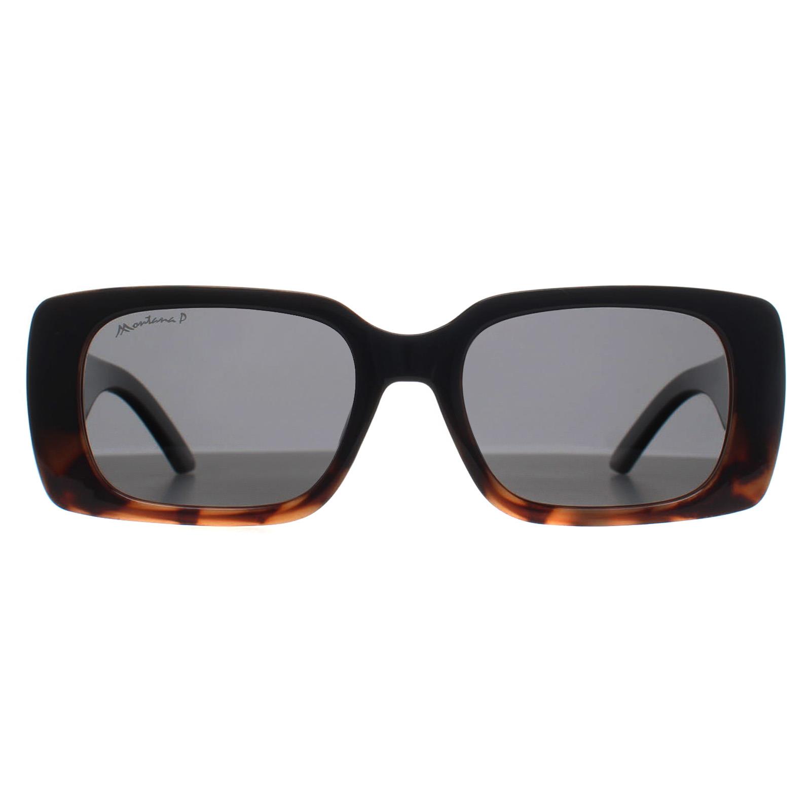 Montana Women's  Sunglasses MP194 A Shiny Black Turtle Smoke Polarized , BrandAlley