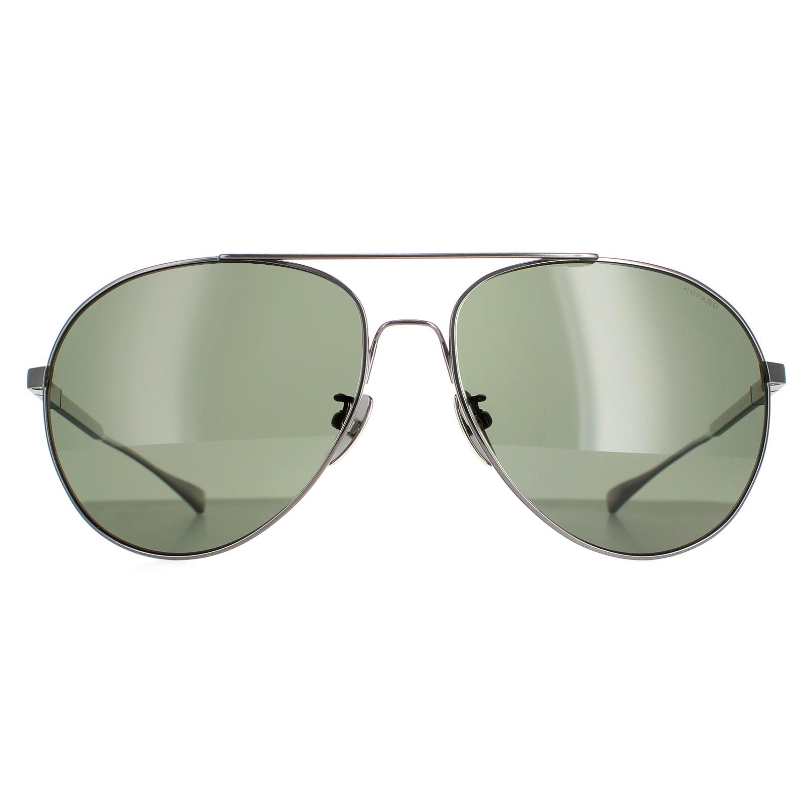 Chopard Sunglasses SCHD57M 568P Titanium Gunmetal Grey Green Polarized Chopard Sunglasses SCHD57M 568P Titanium Gunmetal Grey Green Polarized