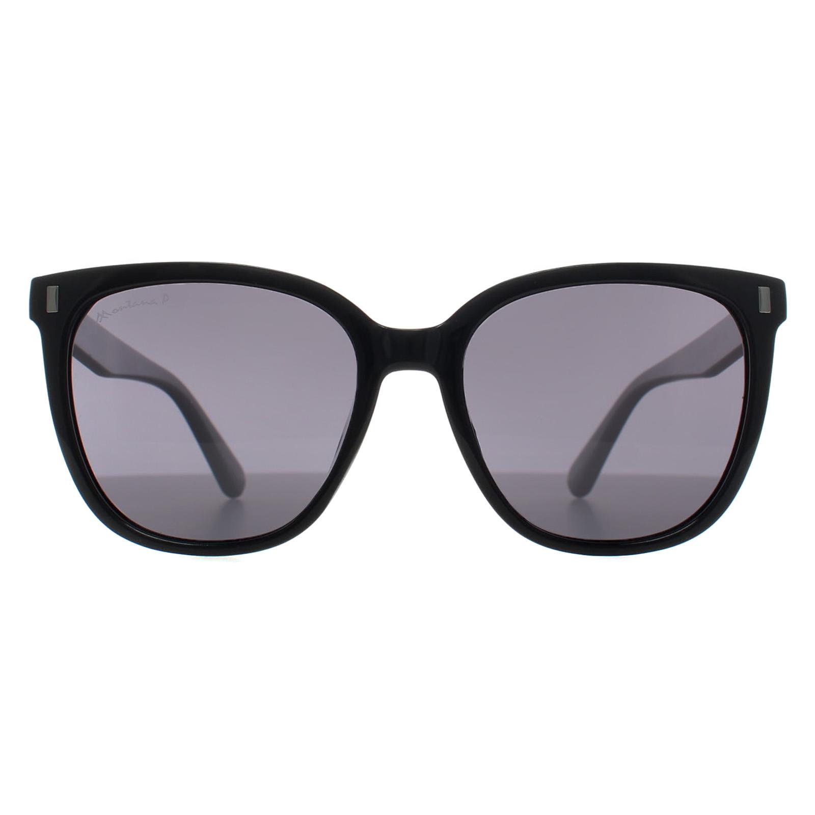 Montana Women's   Black Sunglasses Mp190 Shiny Smoke Polarized , BrandAlley