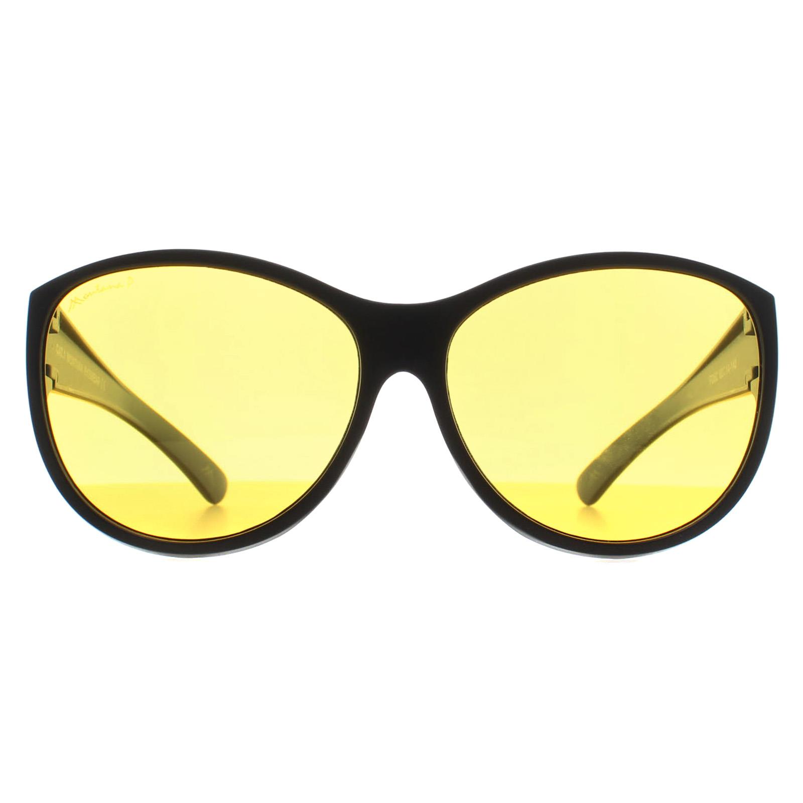 Montana Women's  Fit Over Glasses Night Driving Sunglasses FO8 C Matte Black Yellow Polarized , BrandAlley