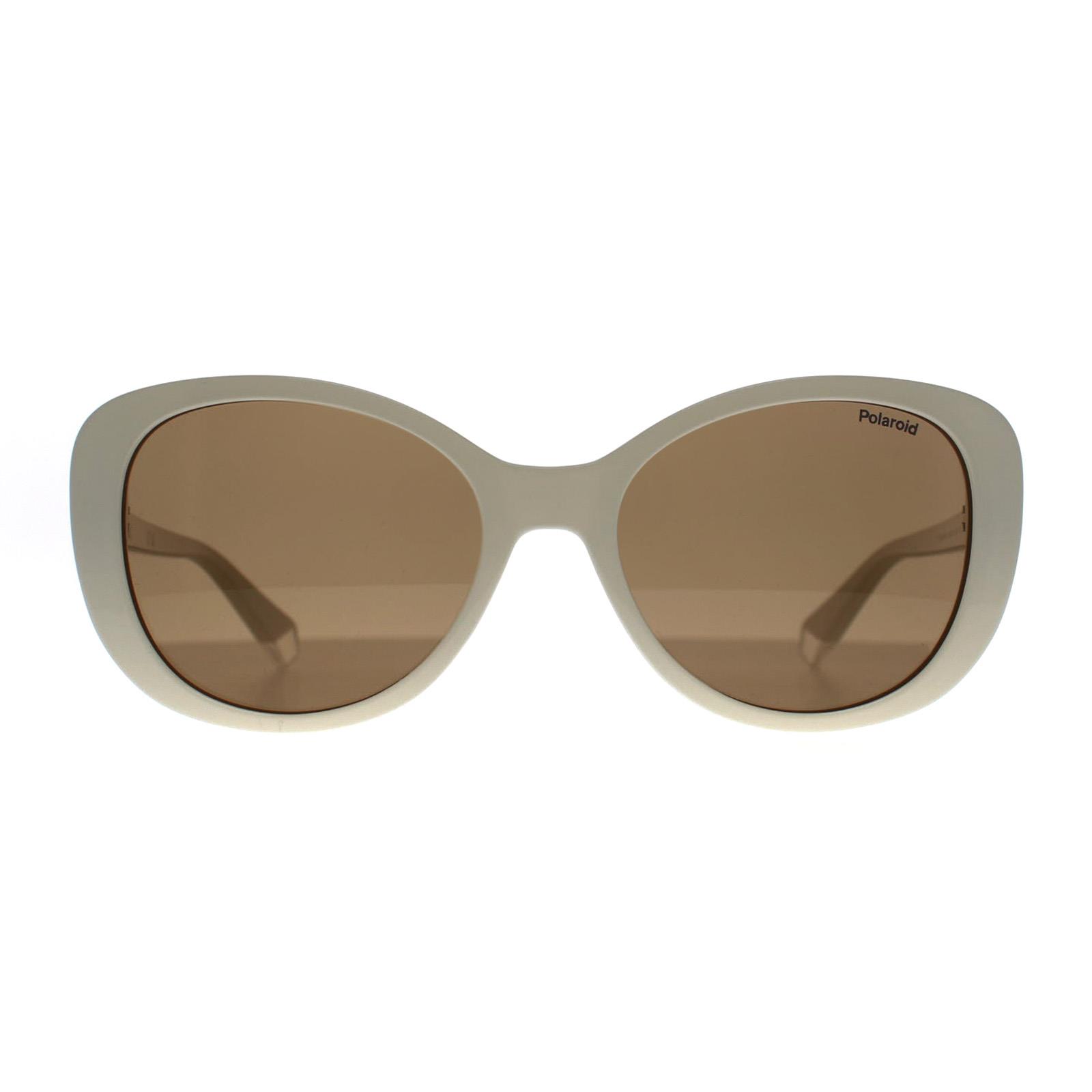 Polaroid Women's  Sunglasses PLD 4154/S/X VK6 SP White Brown Polarized , BrandAlley