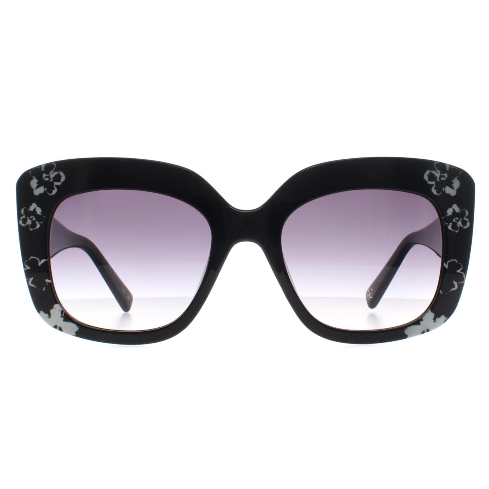 Ted Baker Women's  Sunglasses TB1675 Hattie 001 Solid Black Flowers Grey Gradient , BrandAlley