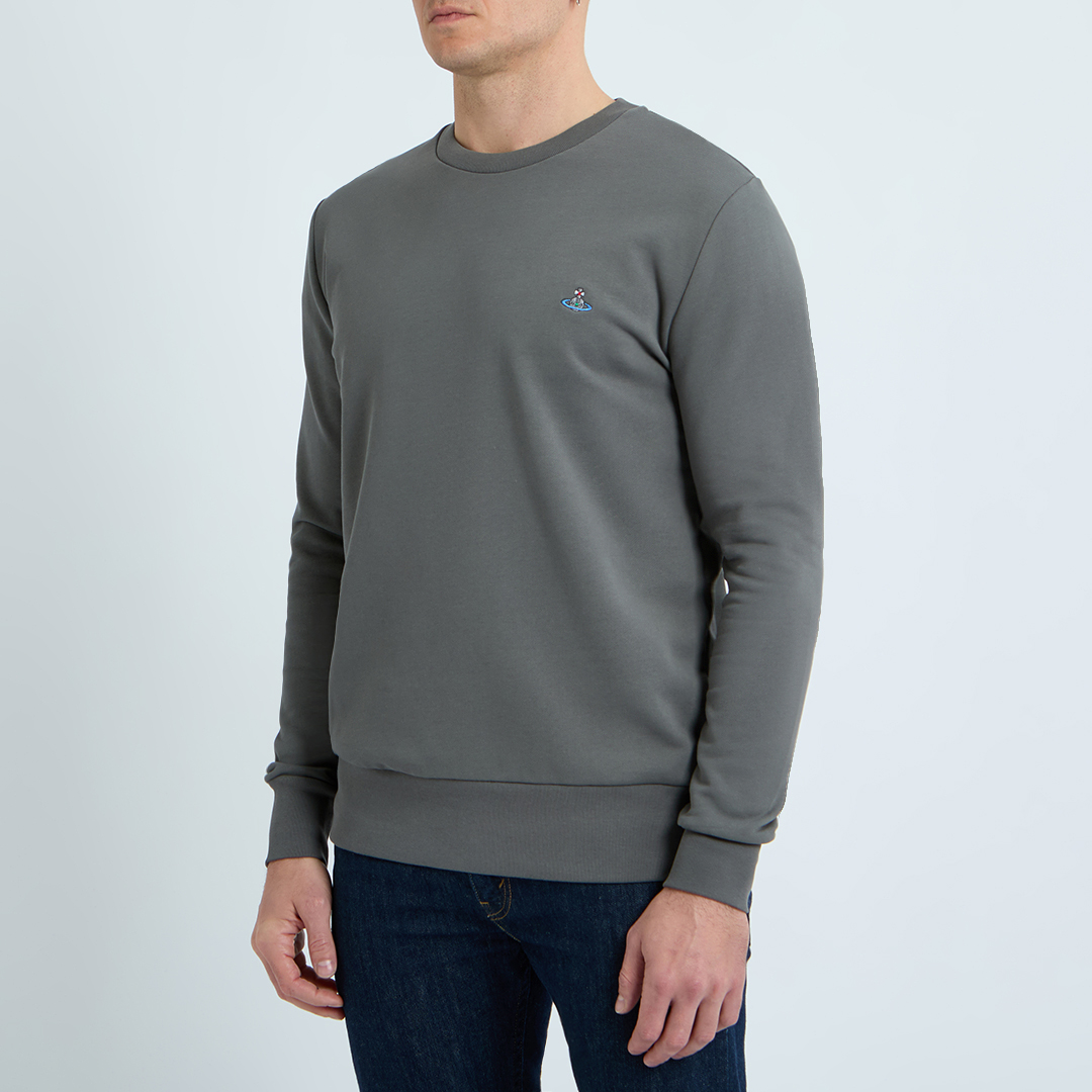 Grey Crew Neck Cotton Sweatshirt