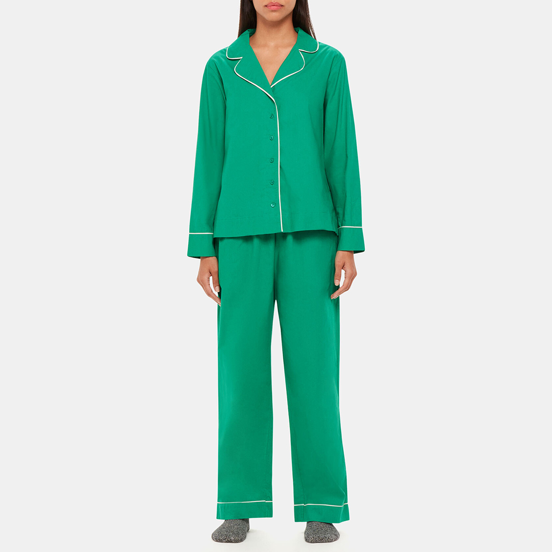 Green Contrast Piping Pyjamas