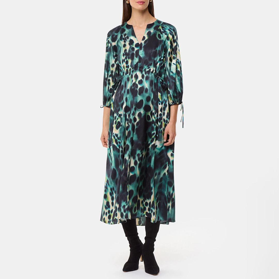 WHISTLES Women's  Green Misty Leopard Print Dress in Size 12, BrandAlley