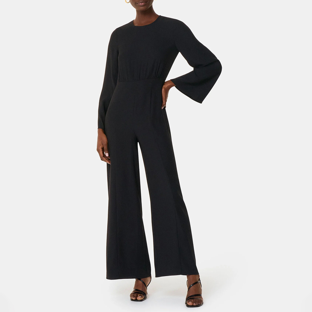 WHISTLES Women's   Black Bonnie Gathered Jumpsuit in Size 16, BrandAlley
