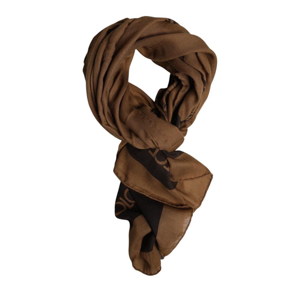 Logo Print Lightweight Scarf - Brown Scarves
