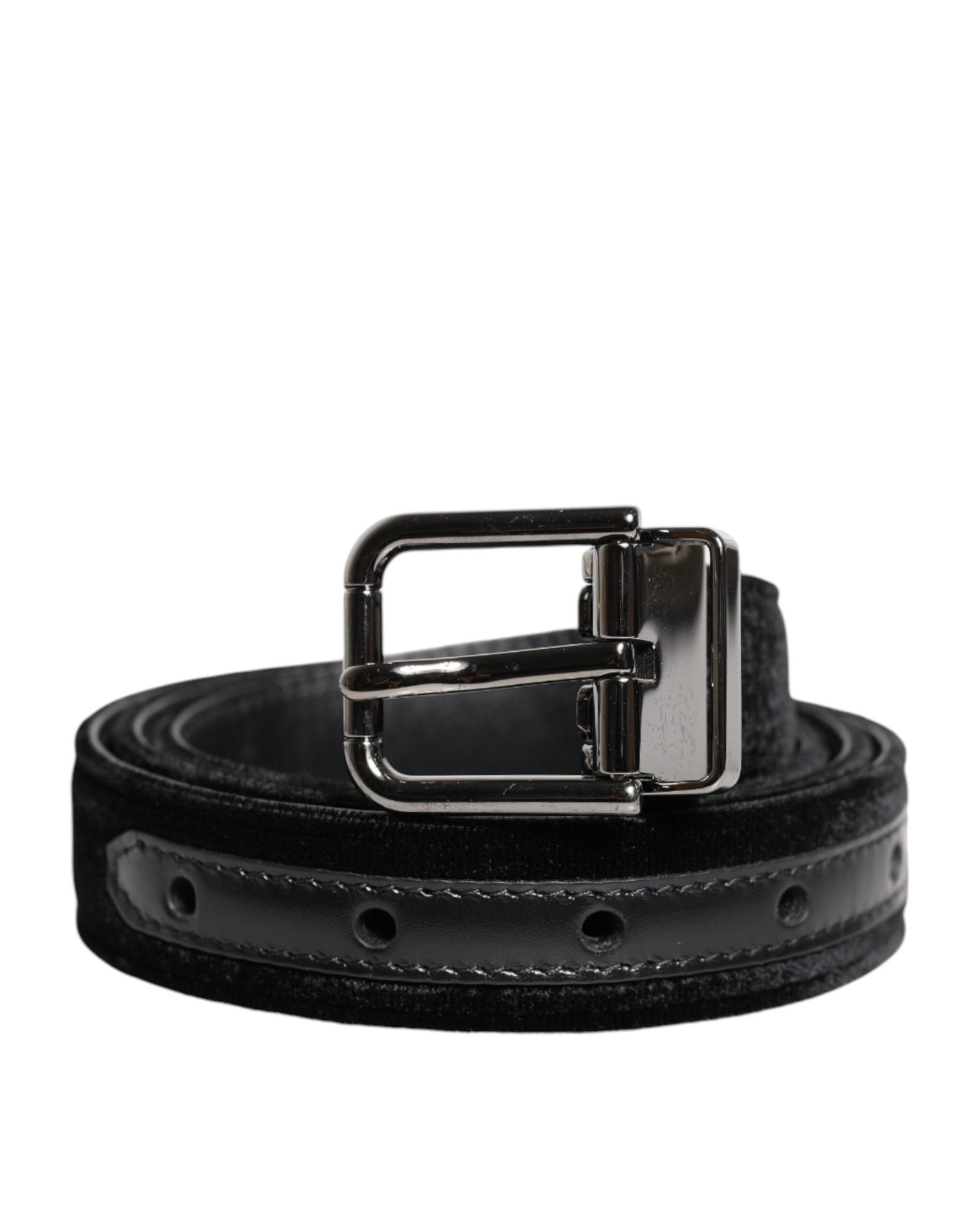 Velvet Leather Belt Buckle- Black