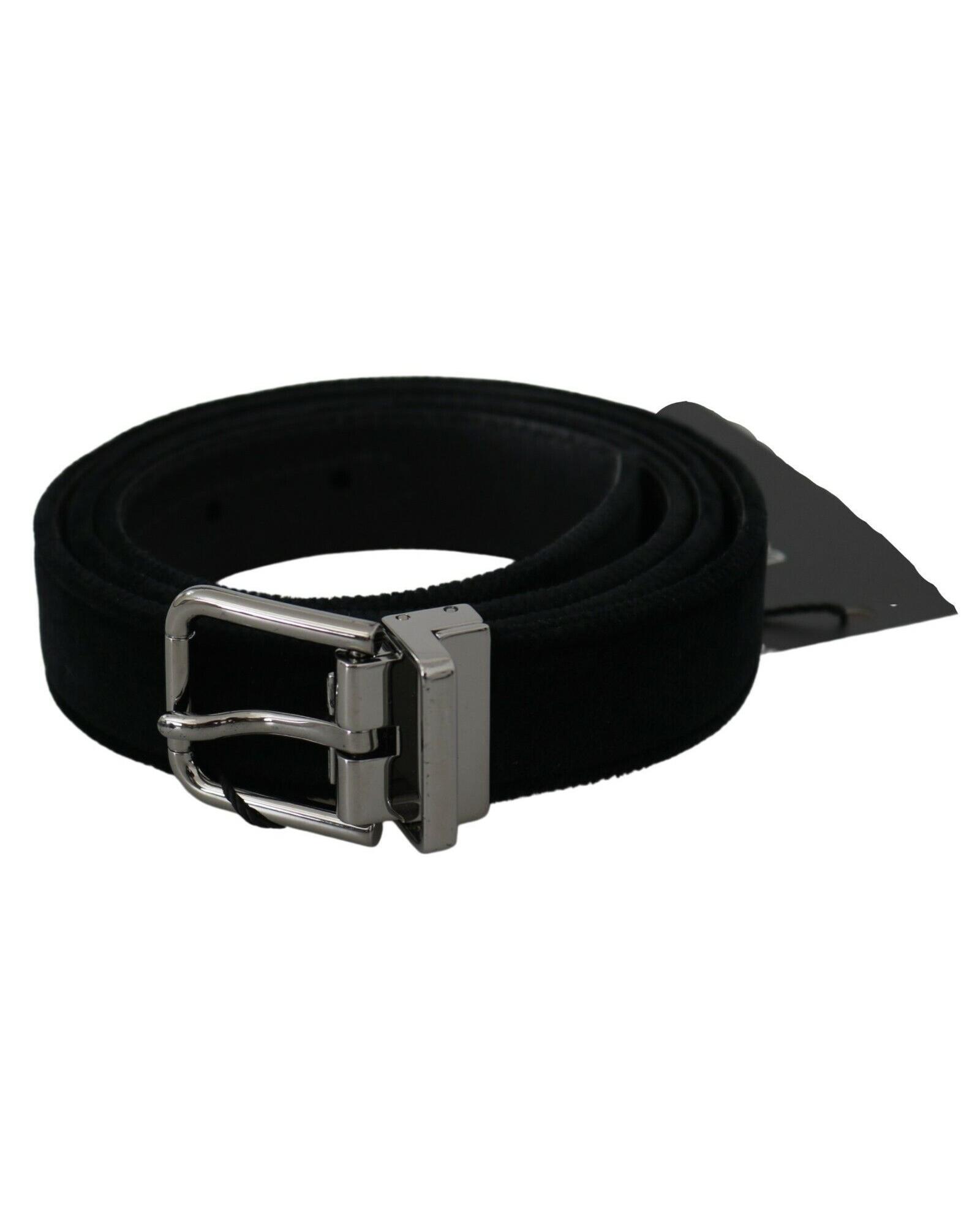 Velvet Belt Silver Buckle- Black