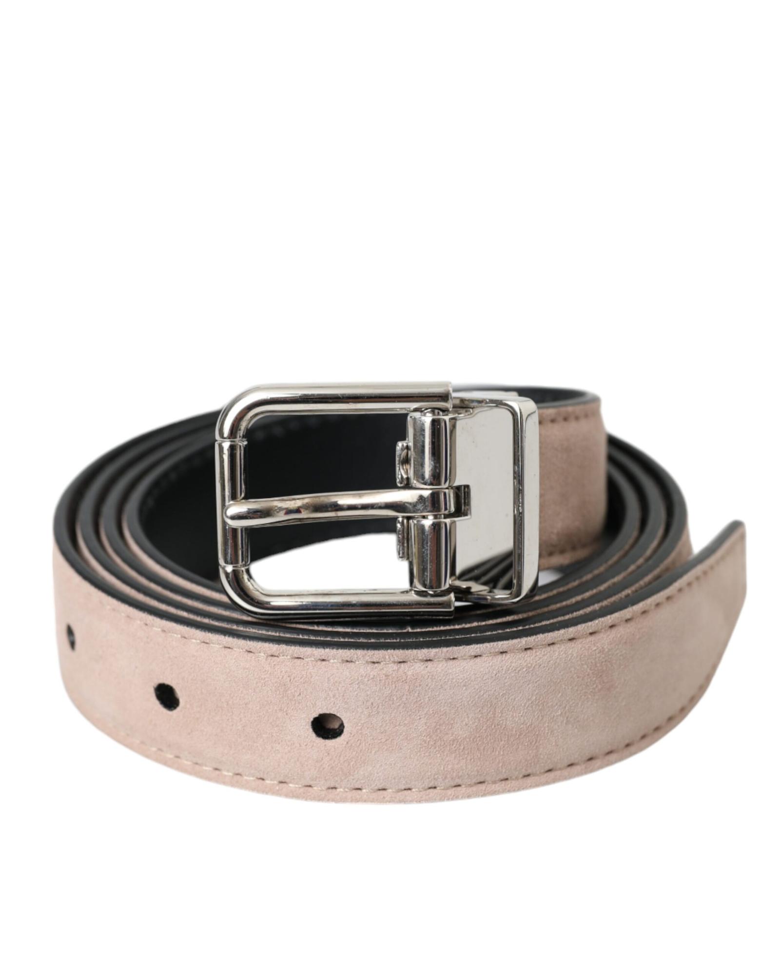 Dolce & Gabbana Suede Leather Belt Buckle  - Beige