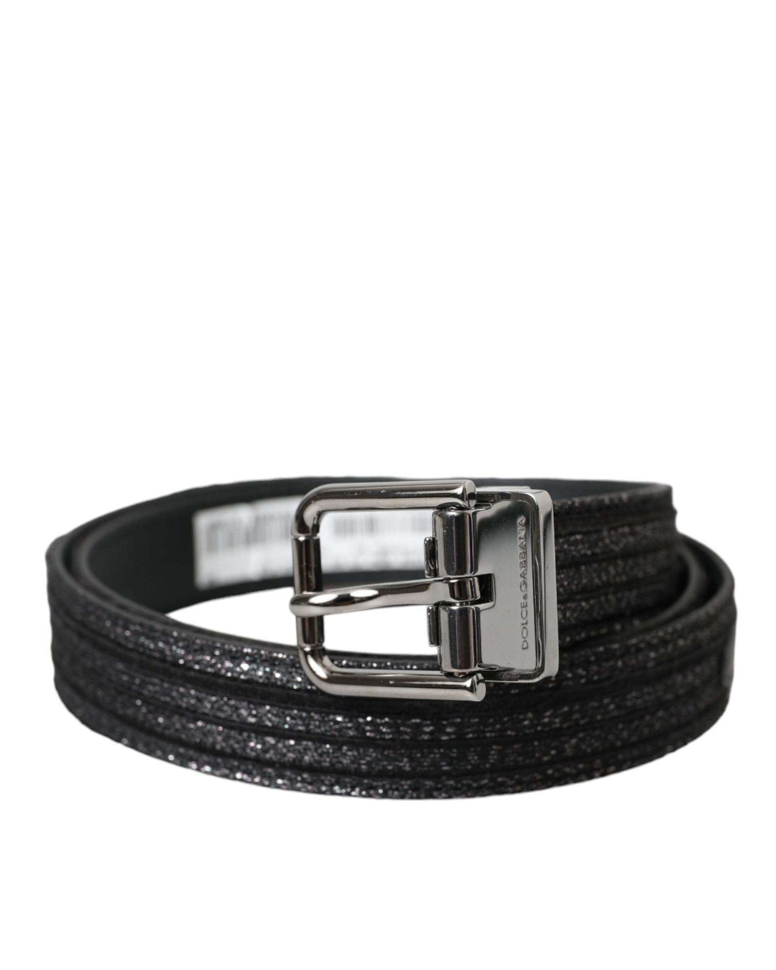 Glitter Leather Belt model BEL9212- Black Glitter Leather Belt model BEL9212- Black
