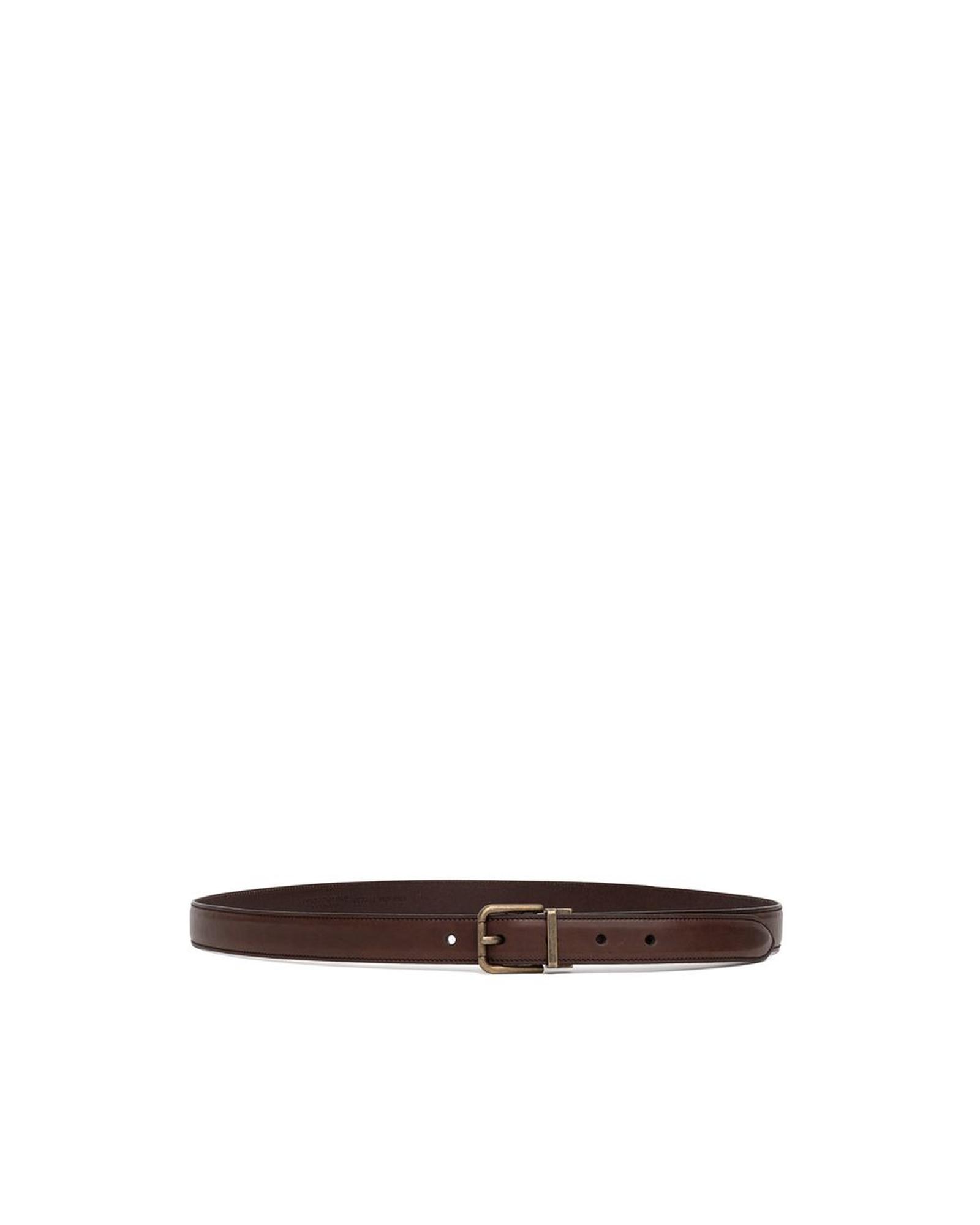 Leather Belt with Buckle - Brown