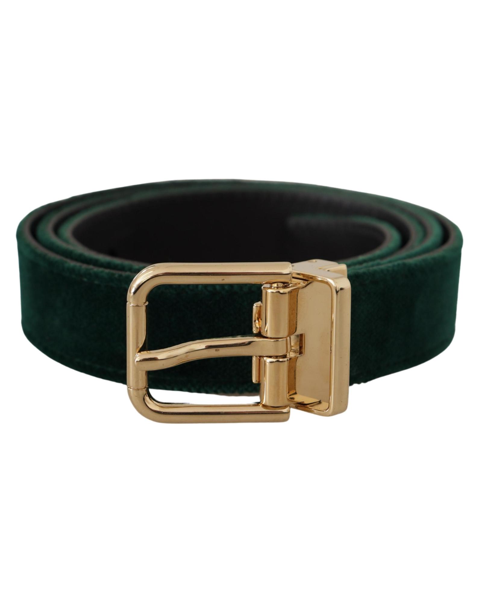 Velvet Belt Green Gold Buckle Men
