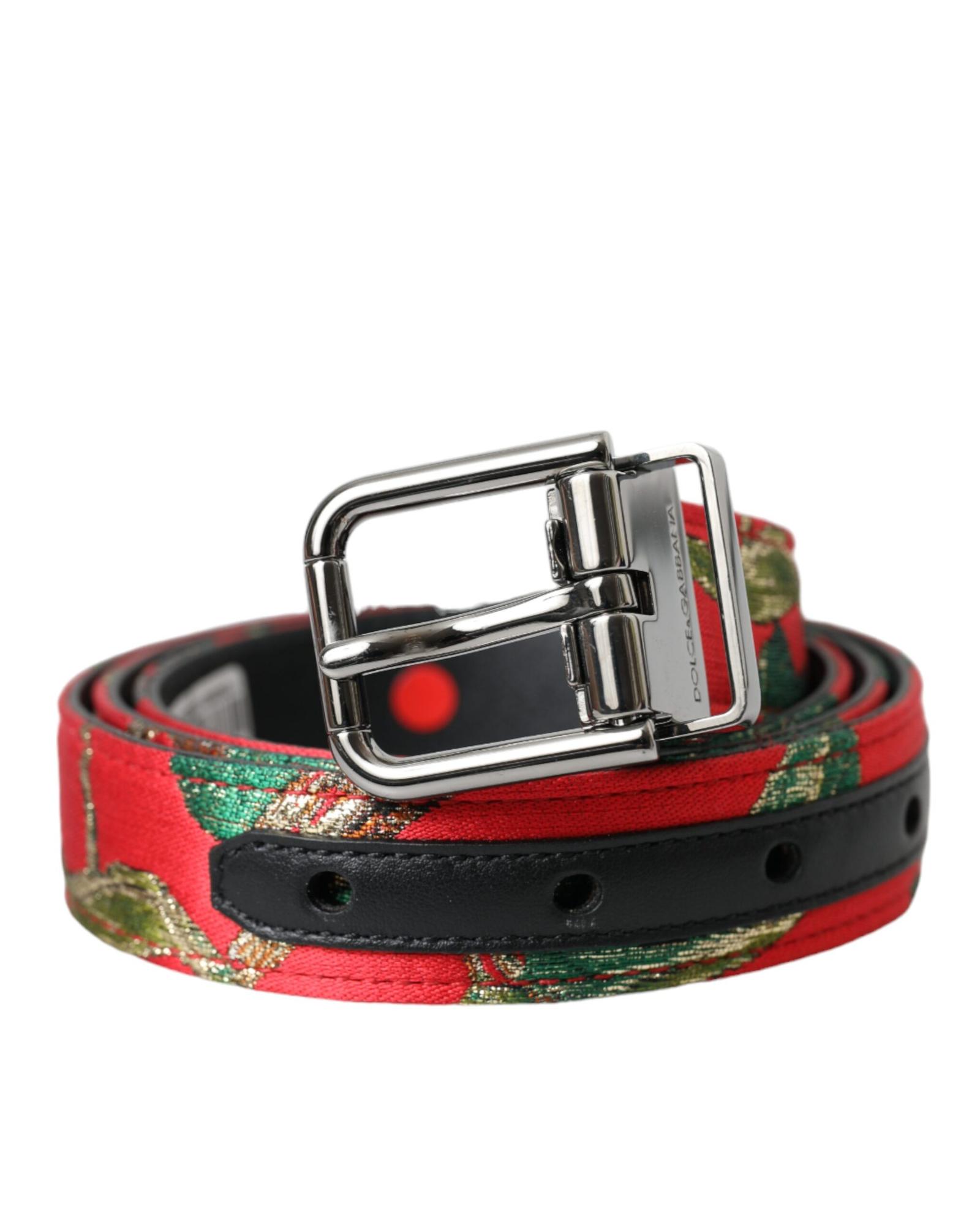 Floral Brocade Belt Red Green Men Floral Brocade Belt Red Green Men