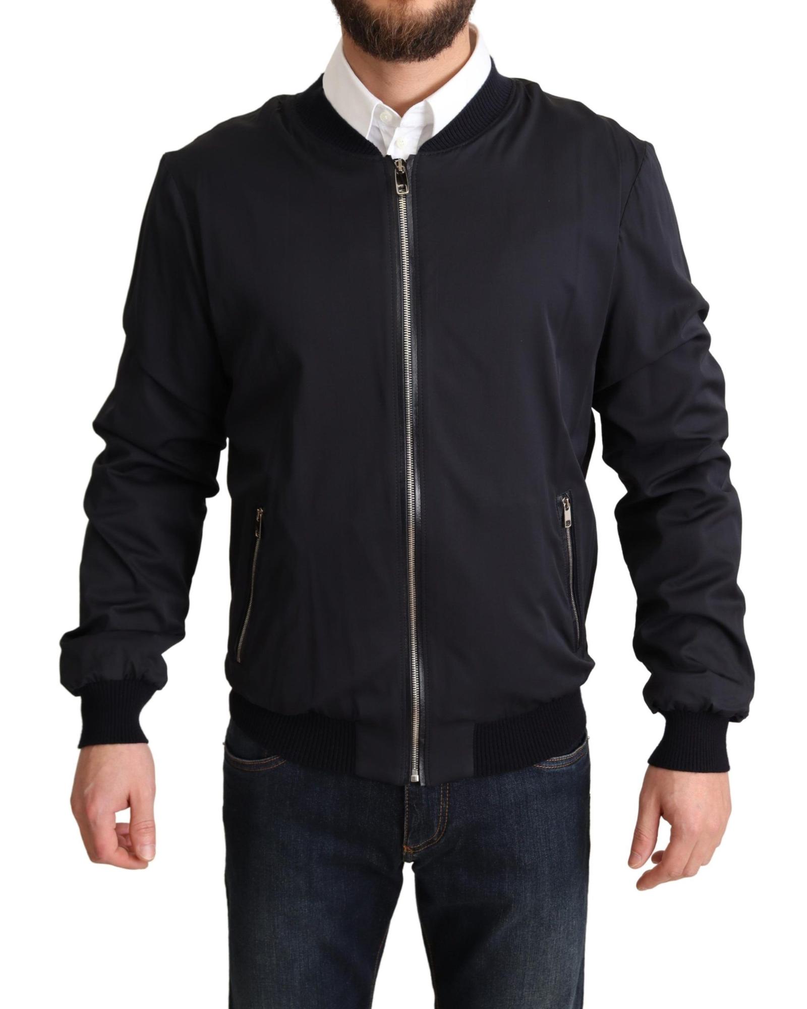 Dolce & Gabbana Black Bomber Jacket Classic Style  - Blue - Size 48