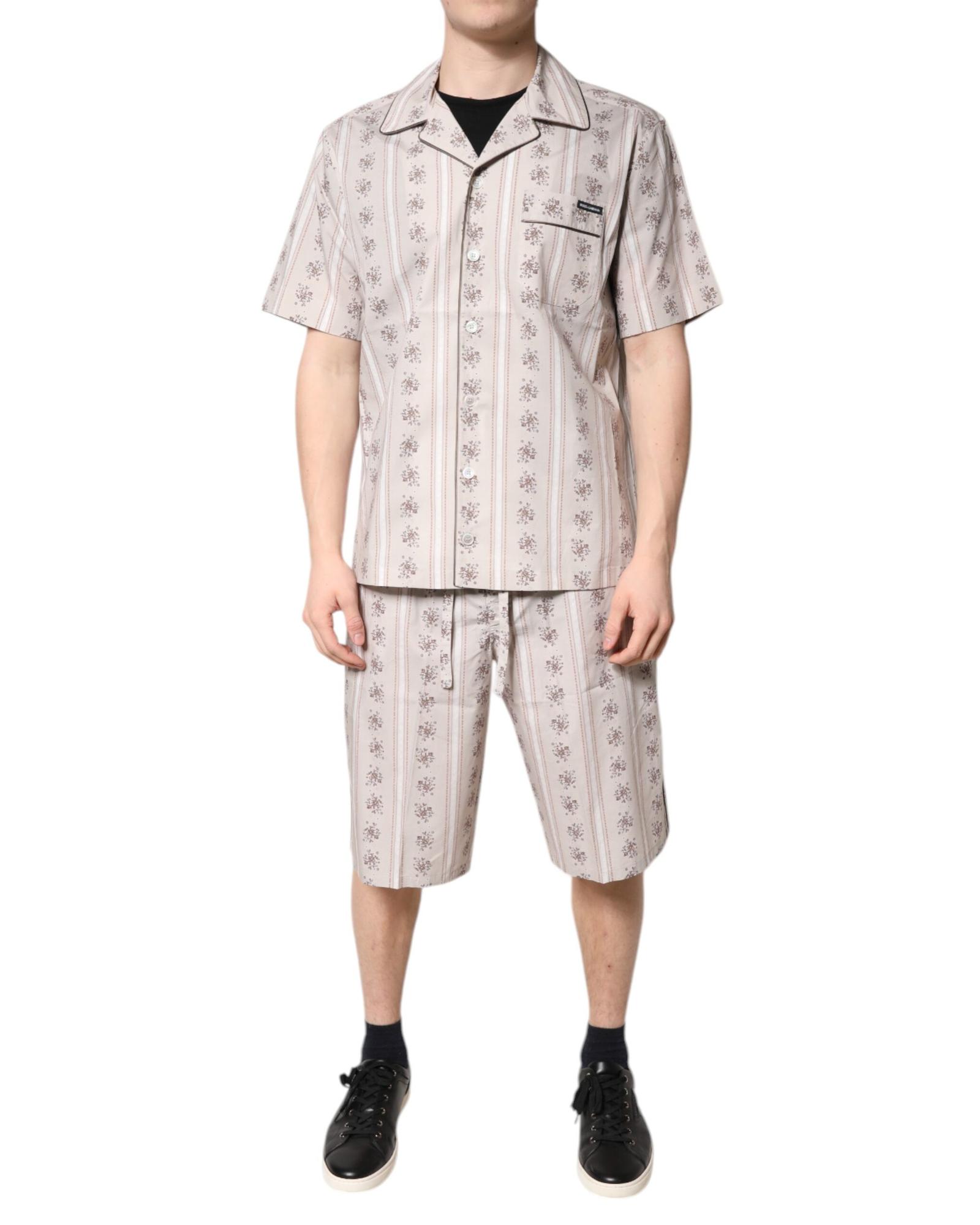 Dolce & Gabbana Floral Print Pajama Set - Beige Nightwear - Size 39