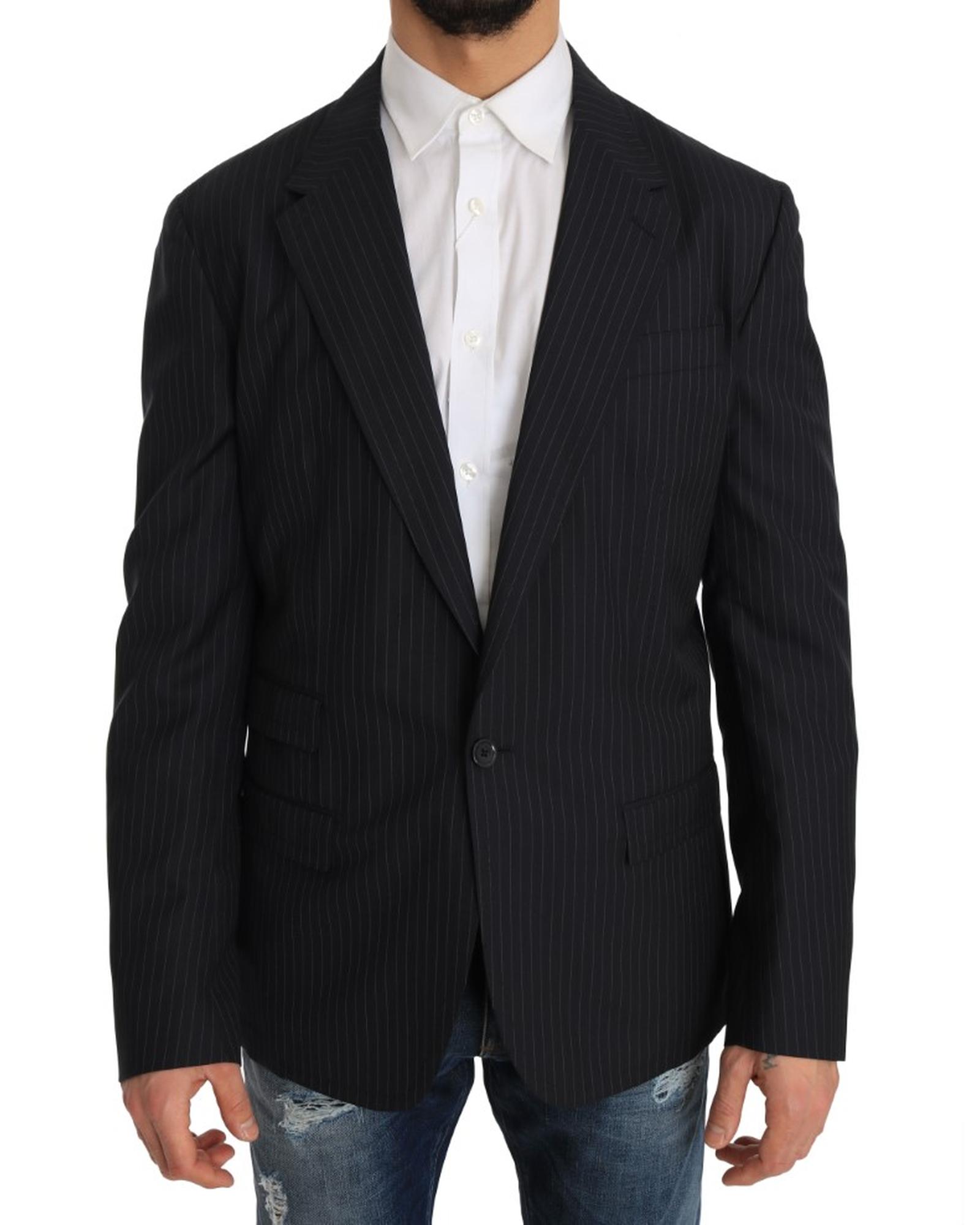 Classic Fit Pinstripe Blazer - Gray