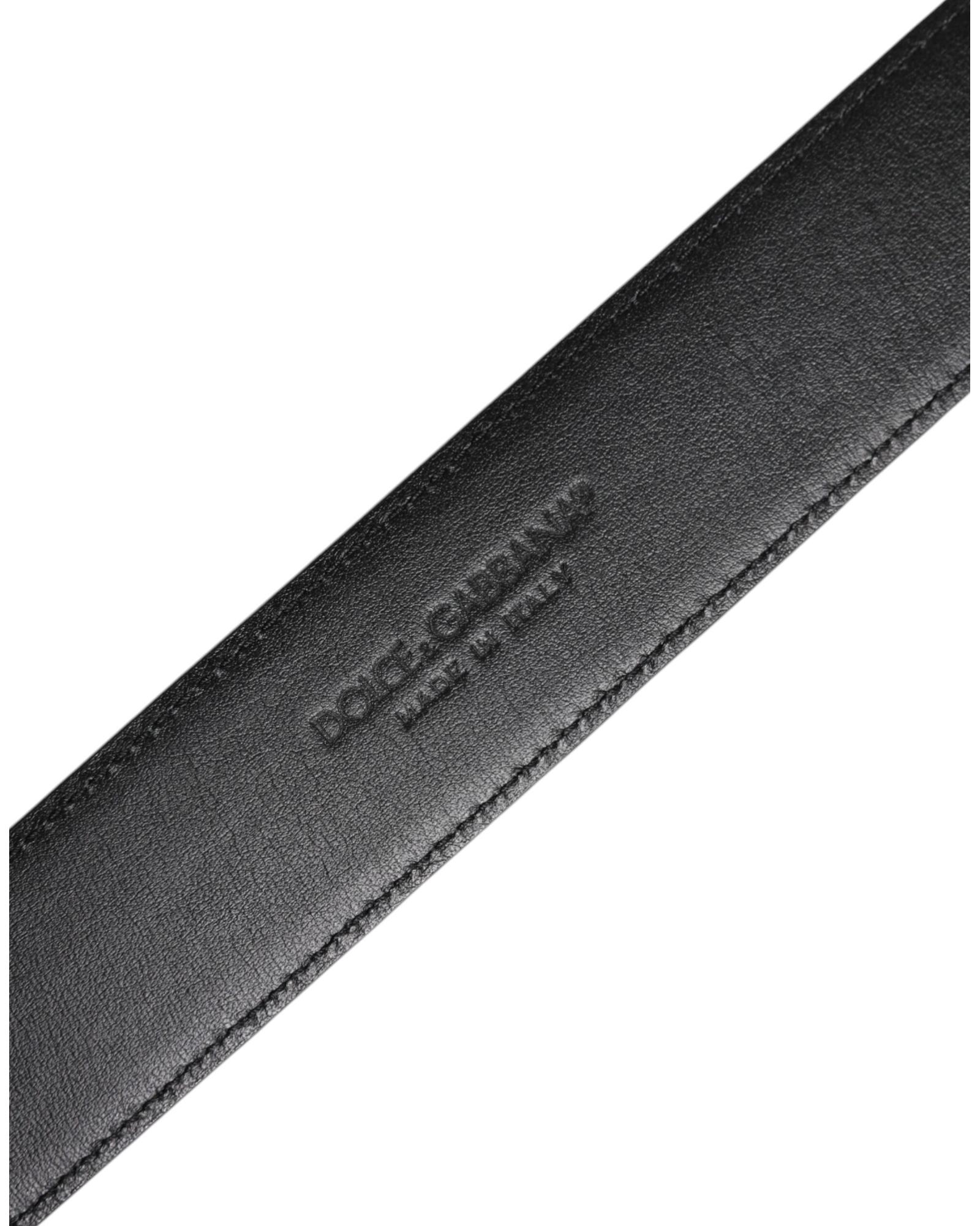 Dolce & Gabbana Leather Belt Gold Buckle Wo - Black