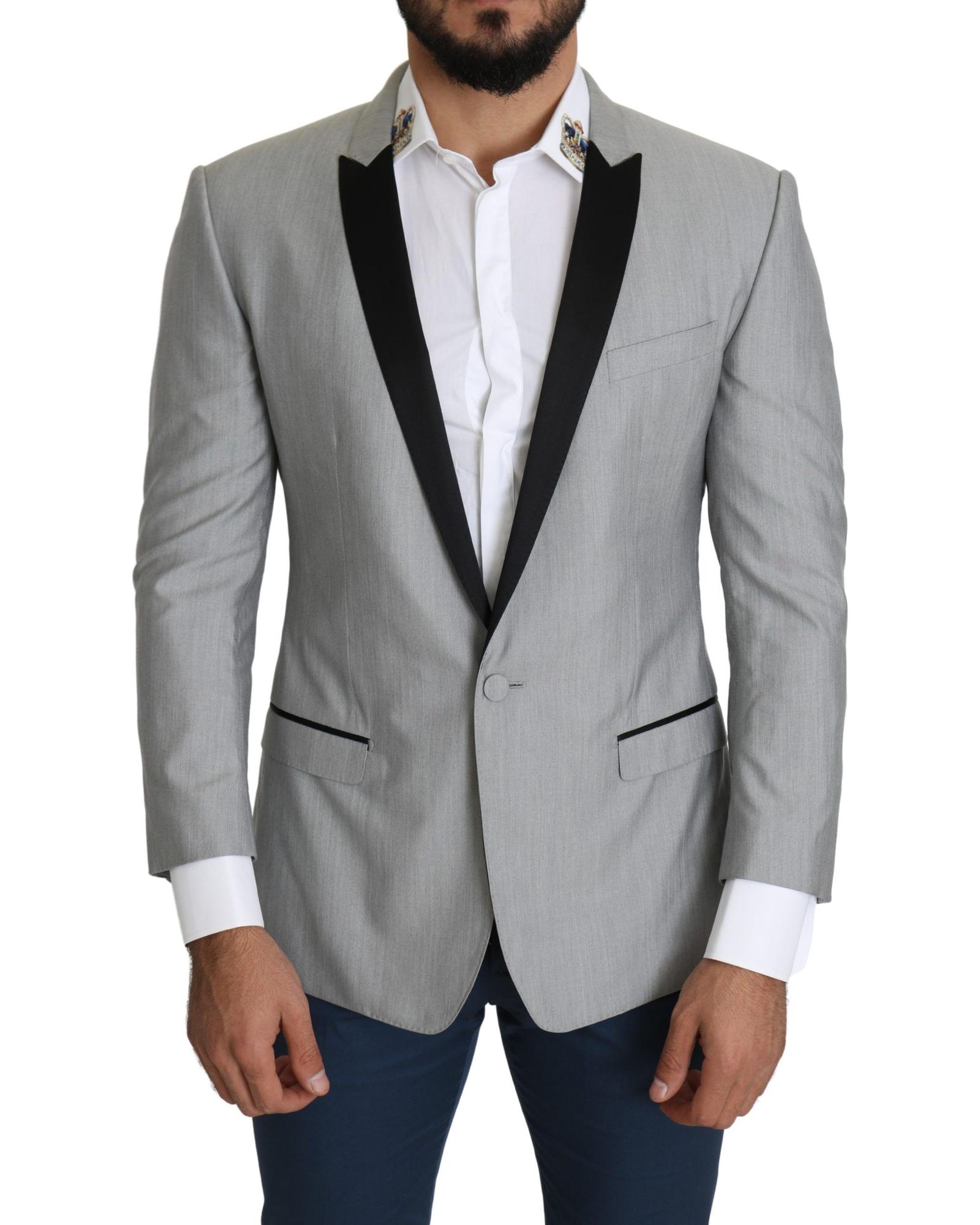 Slim Fit Shawl Collar Suit Jacket - Gray Blazers