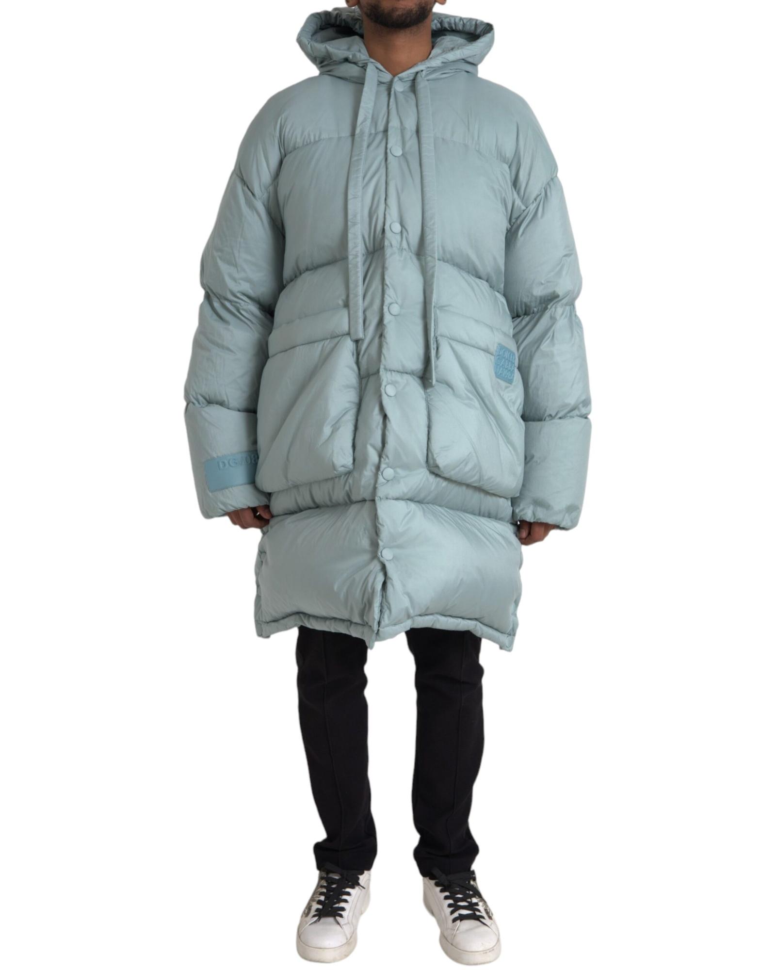 Dolce & Gabbana Oversized Hooded Puffer Jacket - Light Blue - Size 50