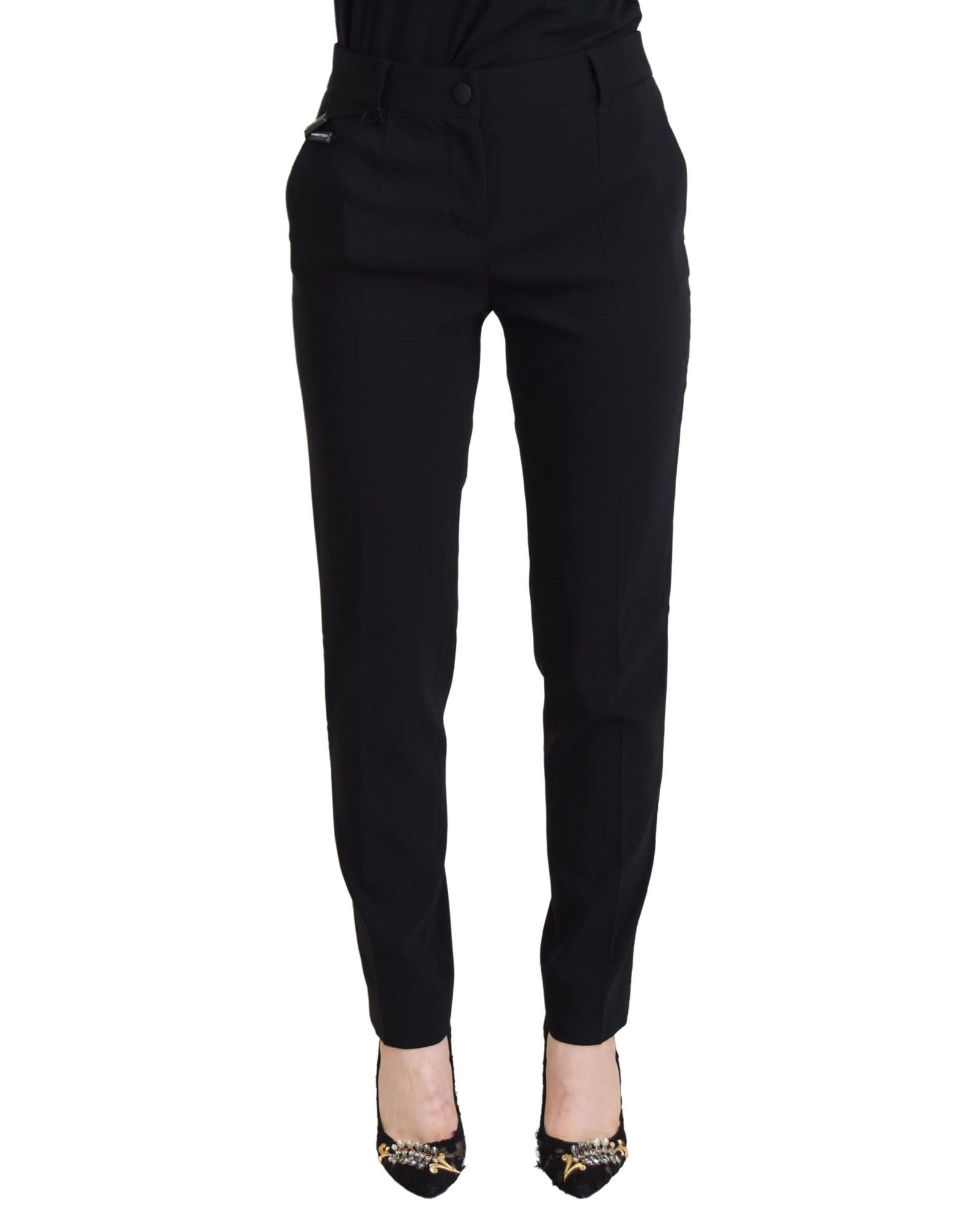 Straight Leg Trousers Black Wool Pants Wo Jeans