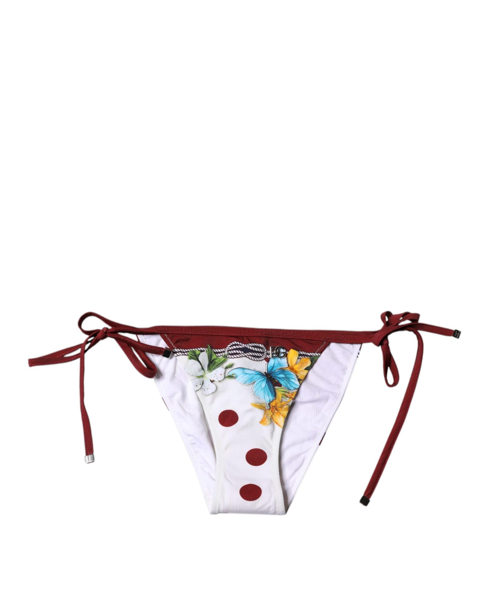 Dolce & Gabbana Floral Print Bikini Bottoms Wo - White Swimwear