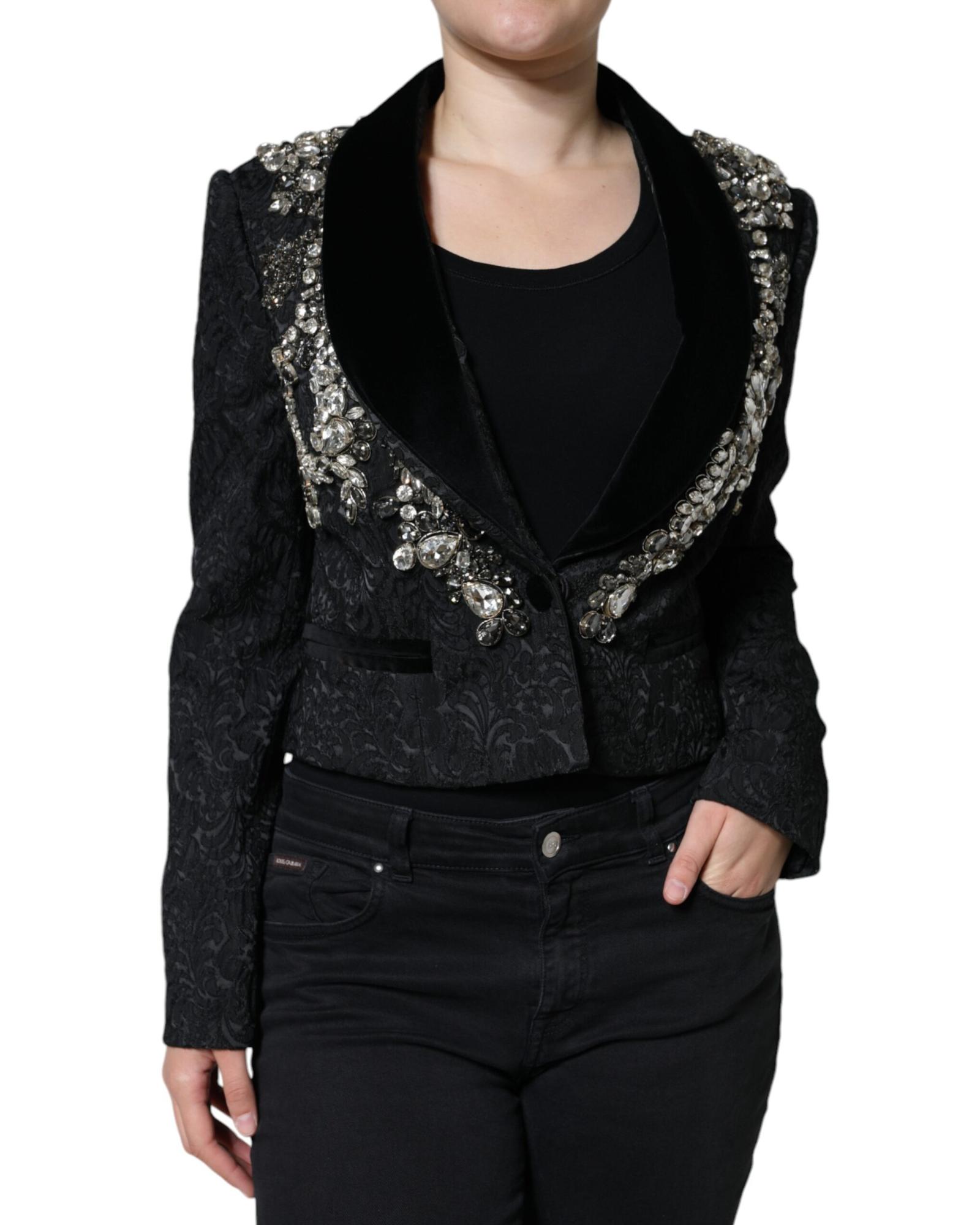 Dolce Gabbana Embellished Velvet Collar Jacket Wo - Black Jackets
