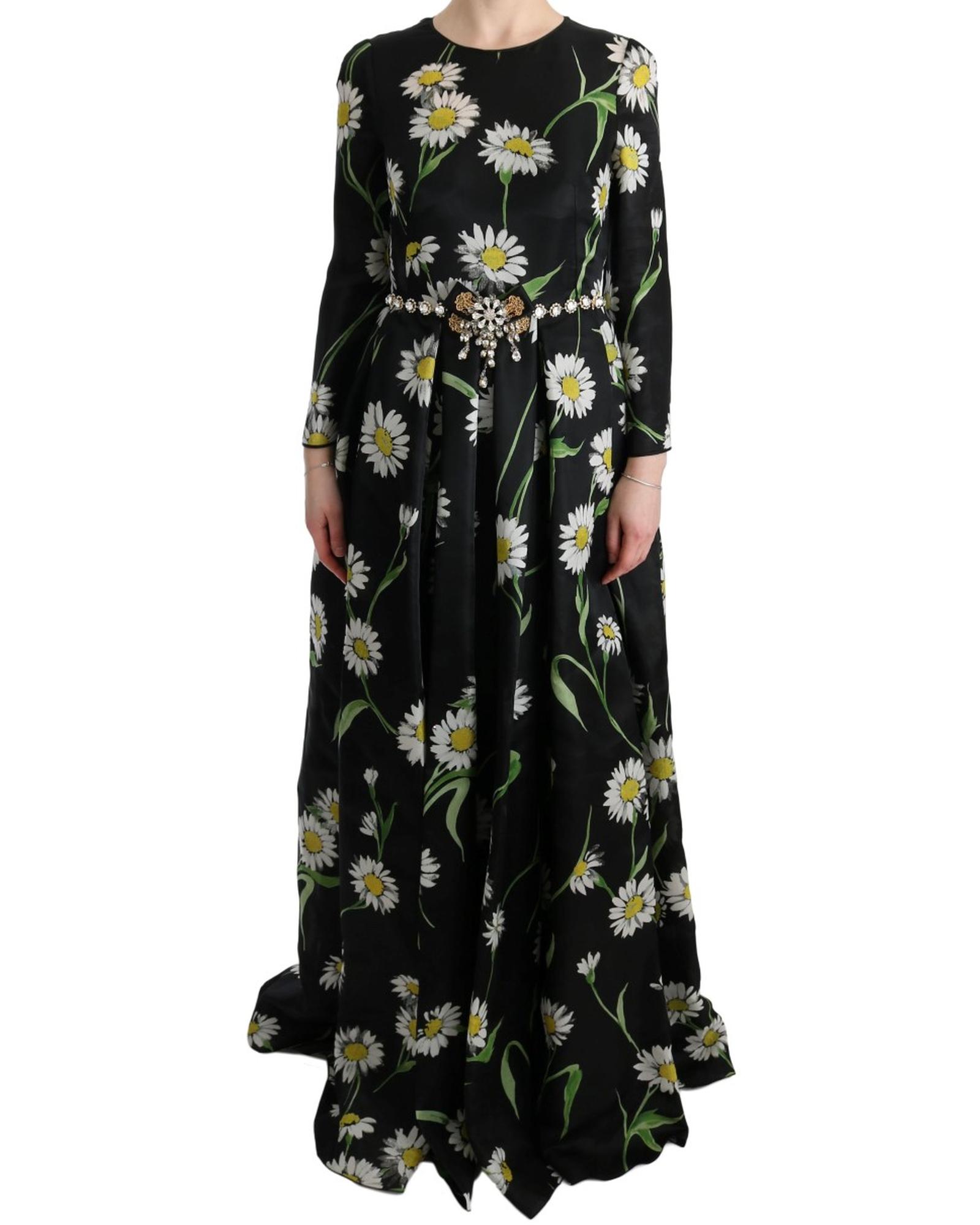 FloralPrint Silk Dress ALine Maxi Wo - Multicolor Dresses