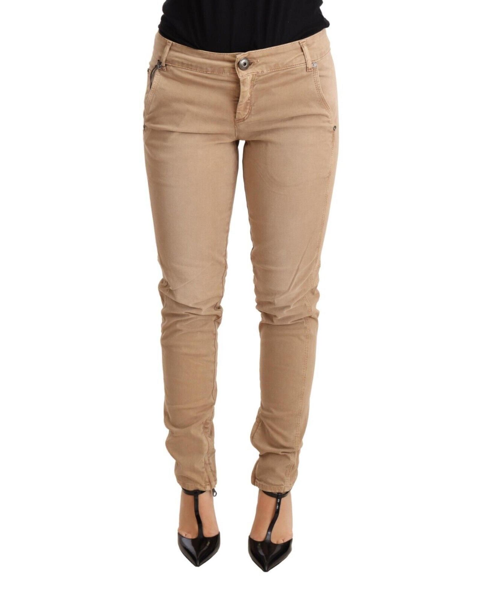 Casual Pants Skinny Fit Wo - Brown Jeans