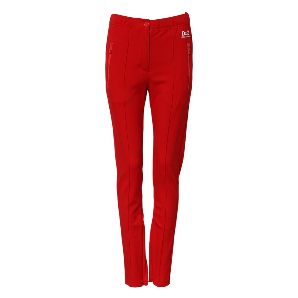 Dolce & Gabbana Mid Waist Slim Fit Jogging Pants with Logo Print and Zipper Pocket - Size 6
